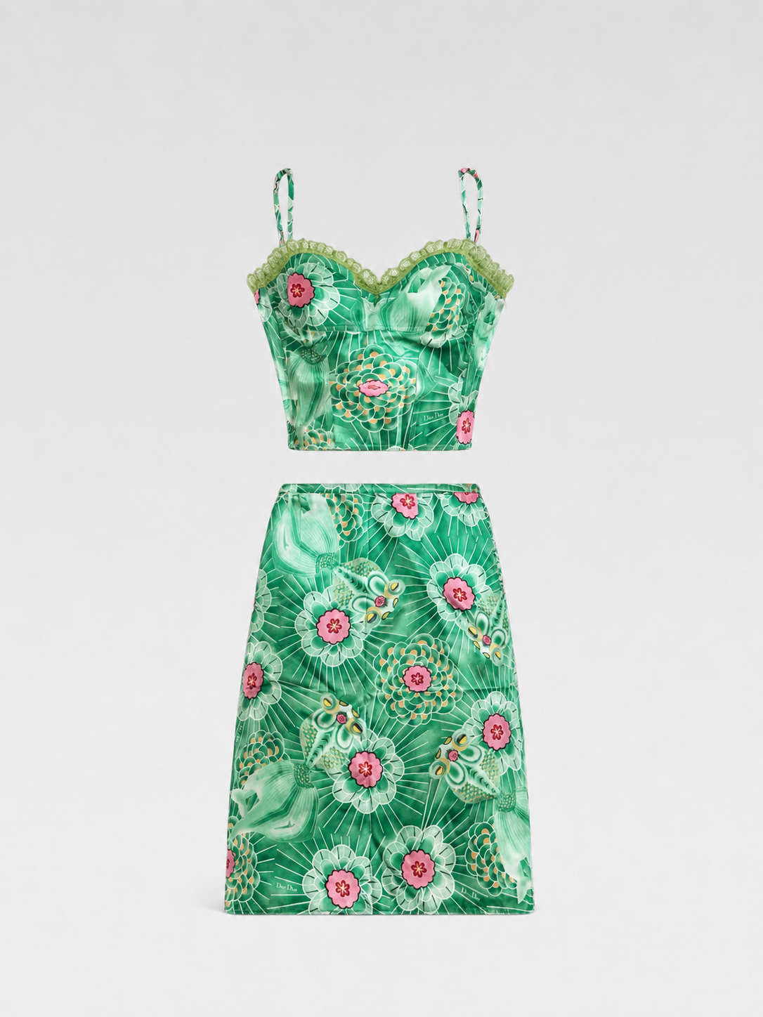 Christian Dior by John Galliano 2003 Rare Oriental Goldfish Ukiyo-e Print Corset & Skirt Set