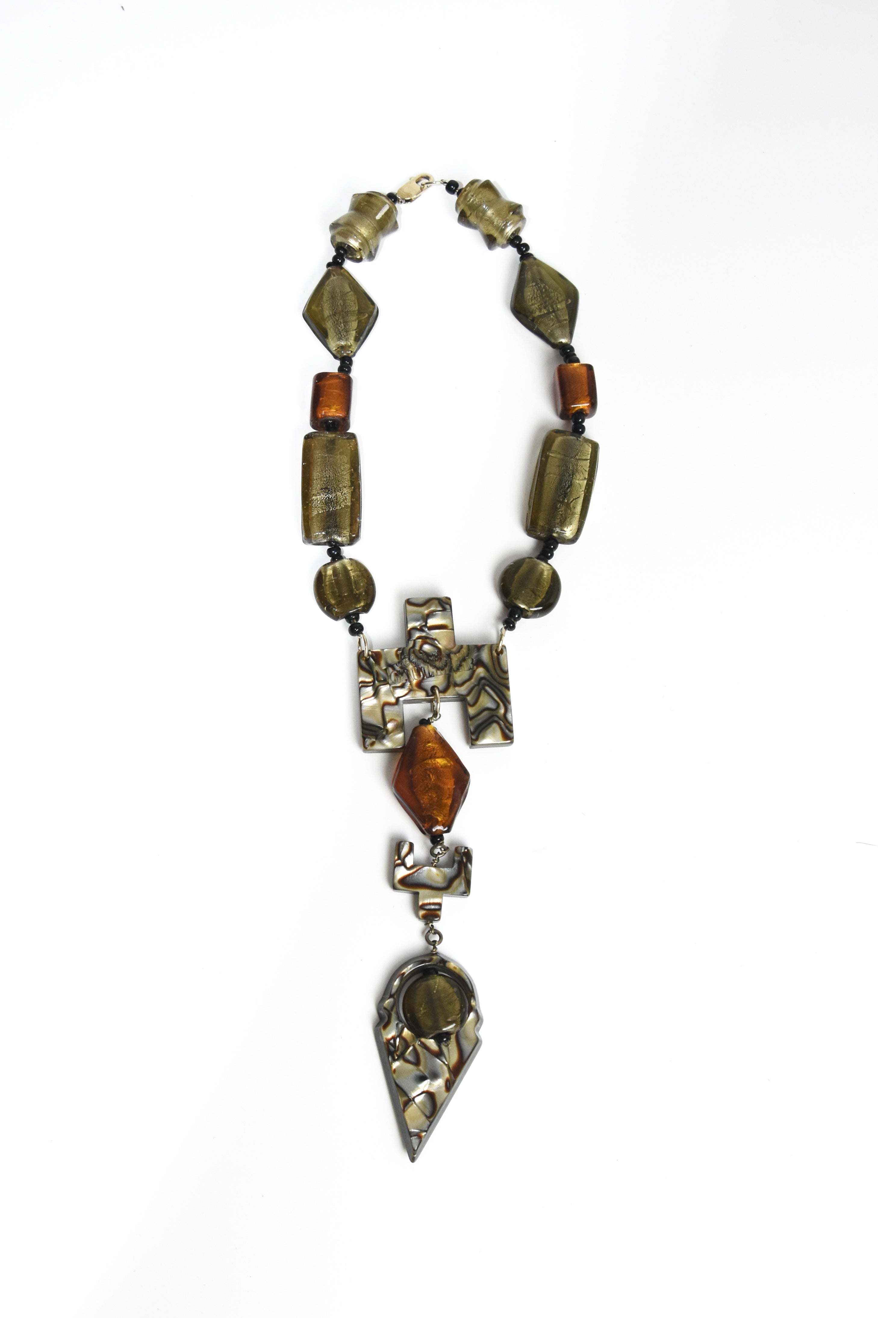 Jean Paul Gaultier Vintage Religious Shell Statement Necklace – Sculptural Cross Pendant Rare Archive Piece