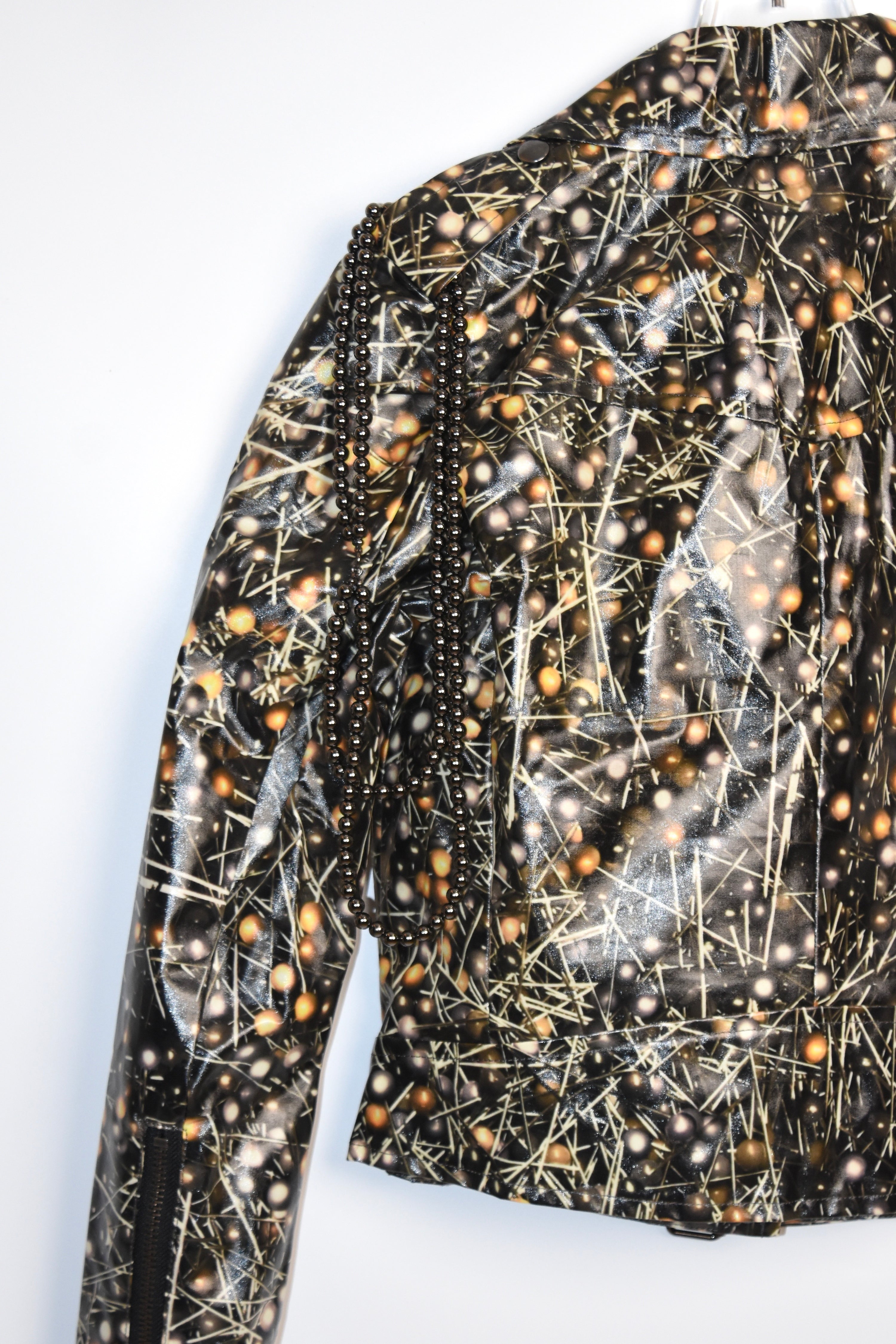 Jean Paul Gaultier for Sept Premières “Abstract Atomic Print” Moto Jacket – Women’s Size 38 (Brand New)