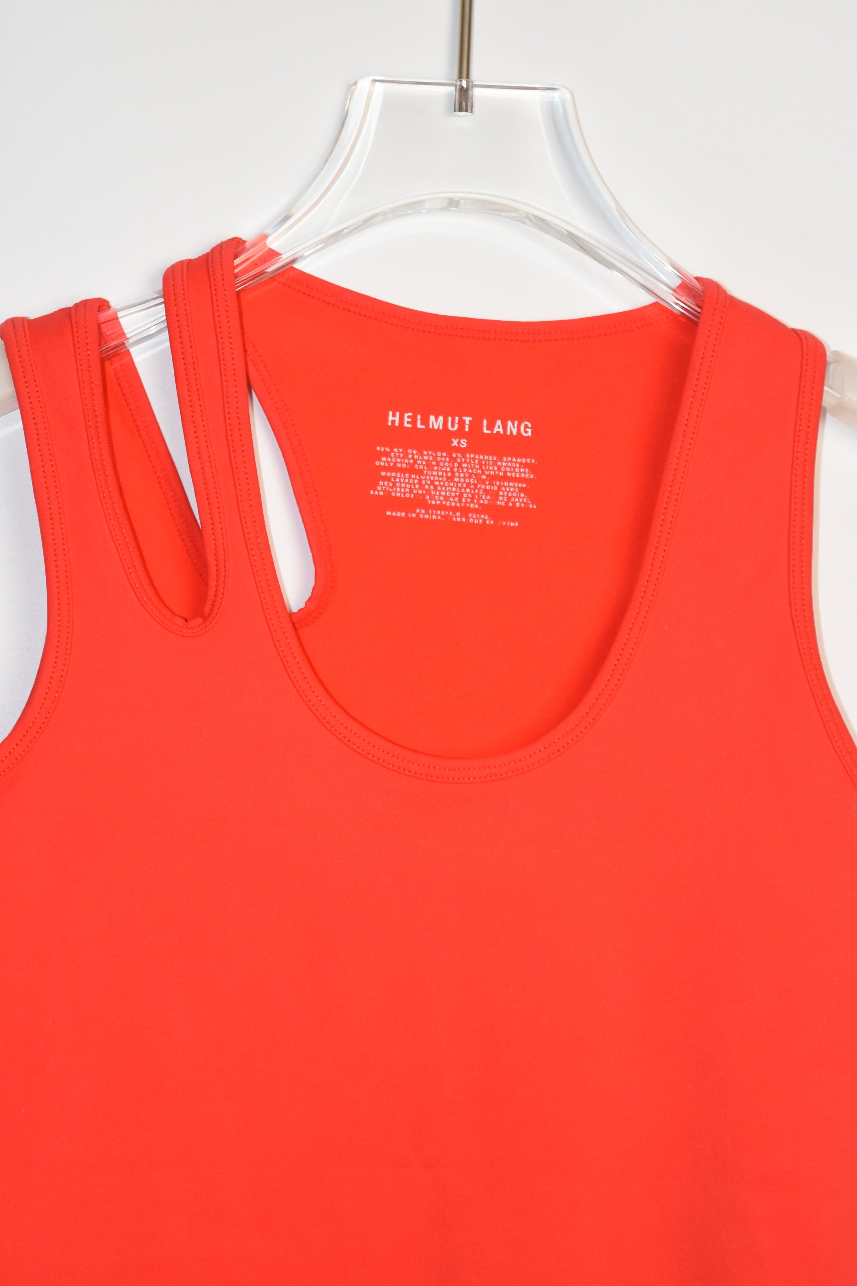 Helmut Lang Cut-Out Shoulder Tank Top in Fluorescent Coral – Women’s XS (Near New)