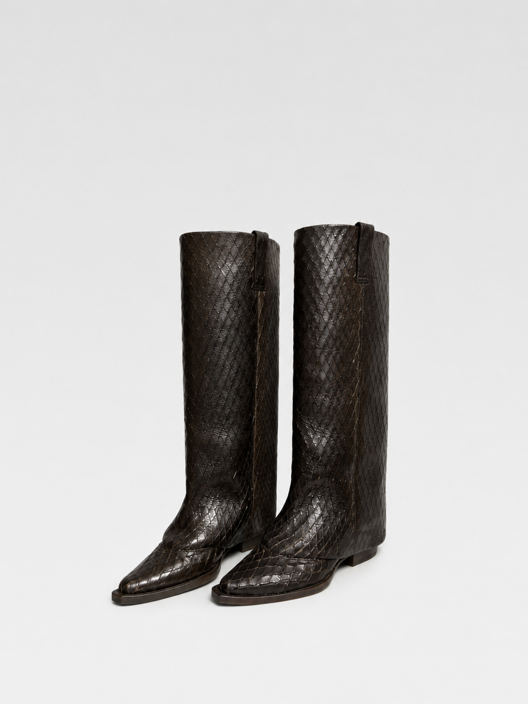 Givenchy Python Embossed Leather Knee-High Boots – Archive Snakeskin Pattern Riding Boots