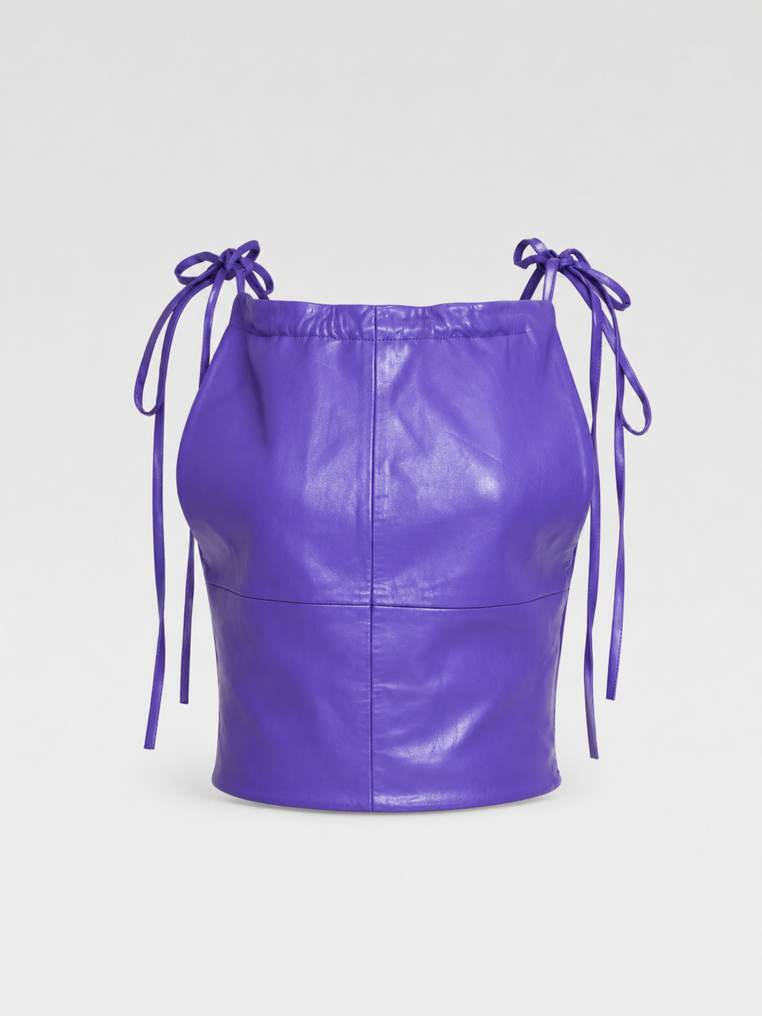 George Keburia Purple Faux Leather Lace-Tie Top