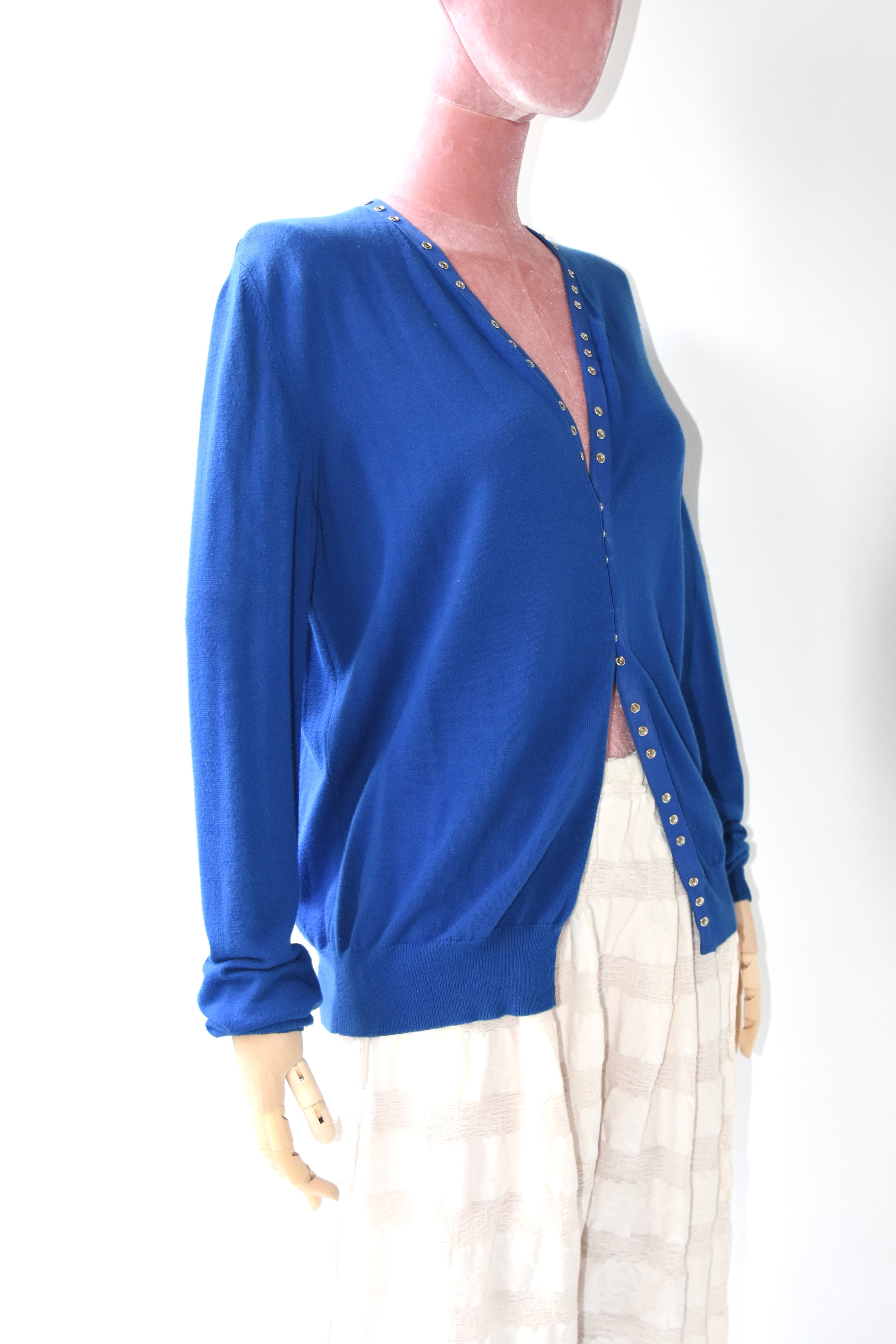 Maison Margiela Multi-Snap Blue Knit Cardigan