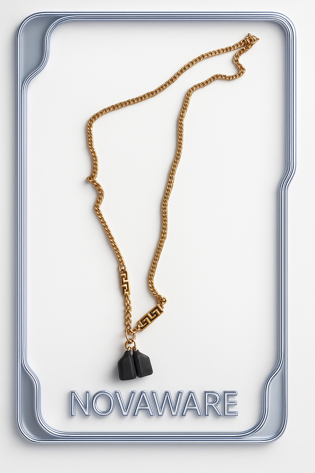 Versace Black and Gold Earphone Necklace