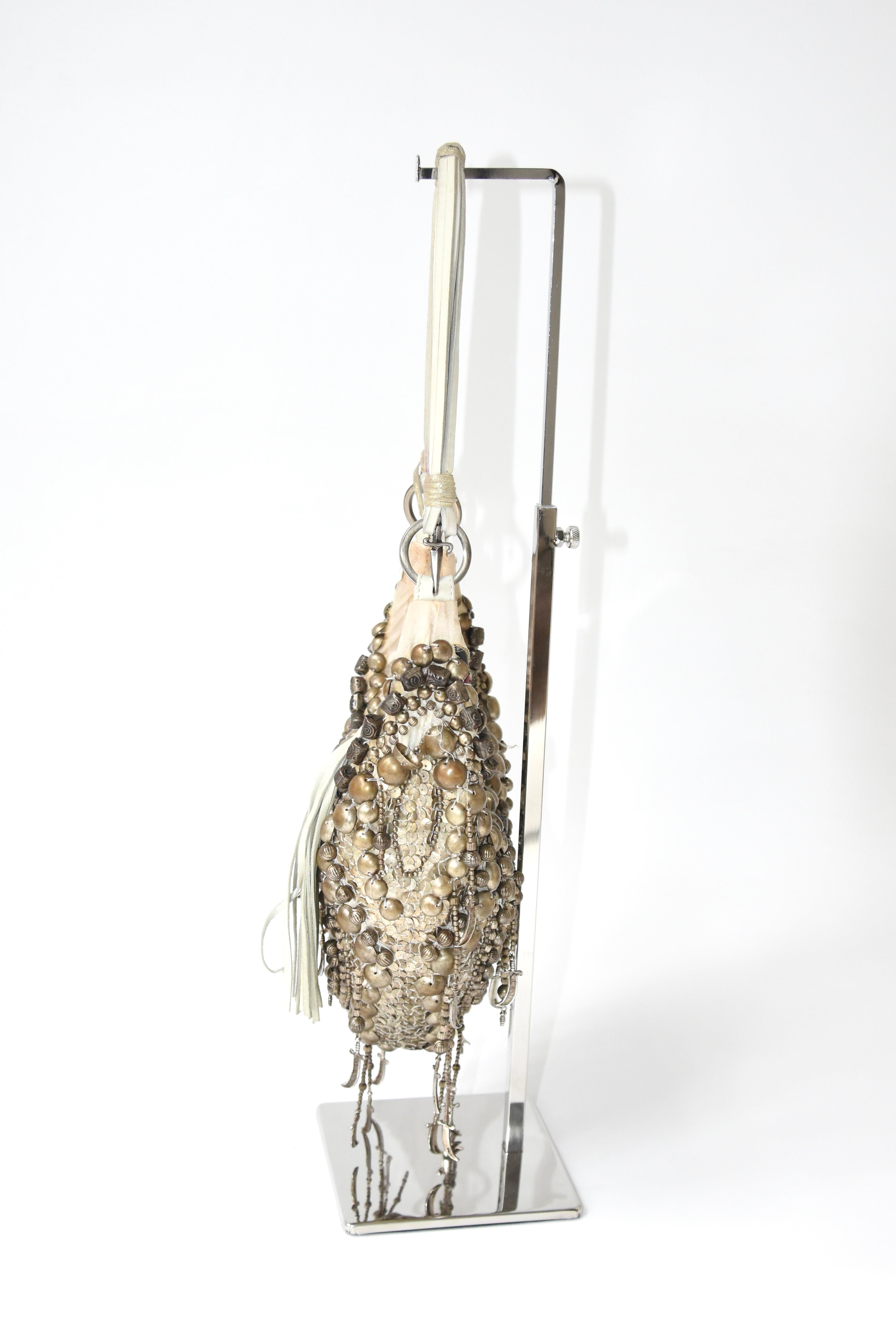 Cesare Paciotti Rare Heavy Metal Beaded Shoulder Bag