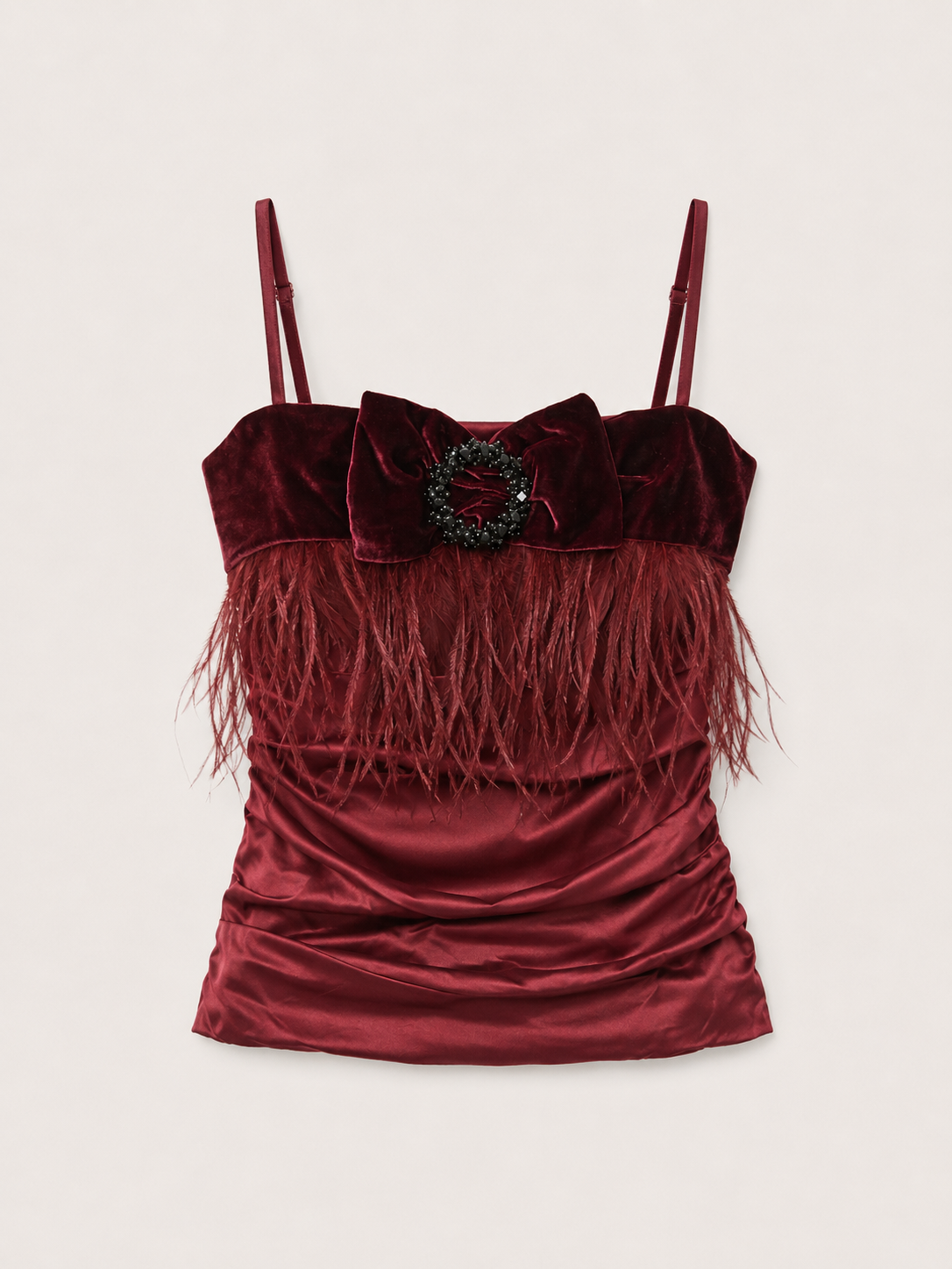 Dolce & Gabbana F/W 2002 Burgundy Velvet Ostrich Feather Corset