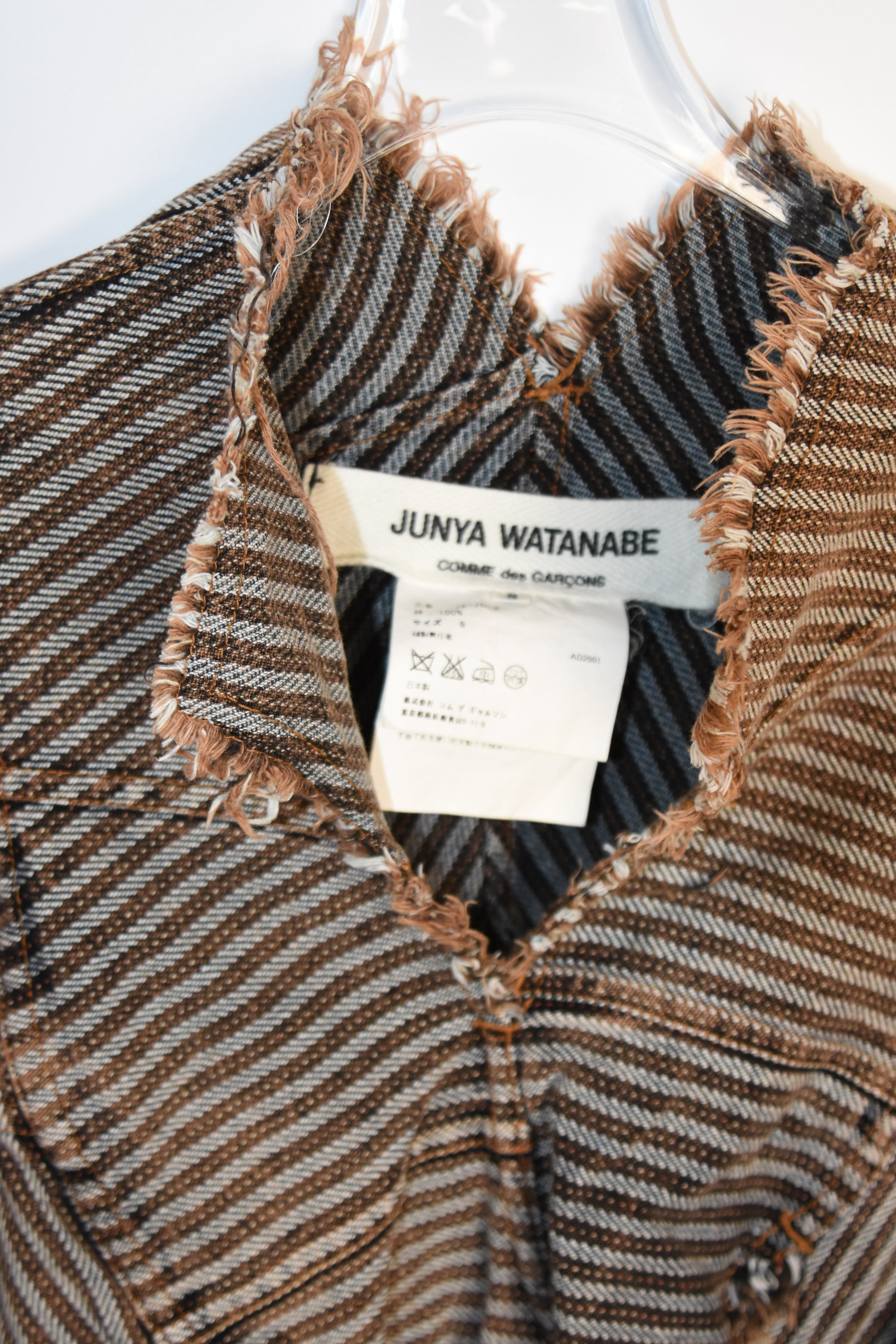 Junya Watanabe COMME des GARÇONS AD2001 Deconstructed Frayed Striped Layered Jacket – Size S