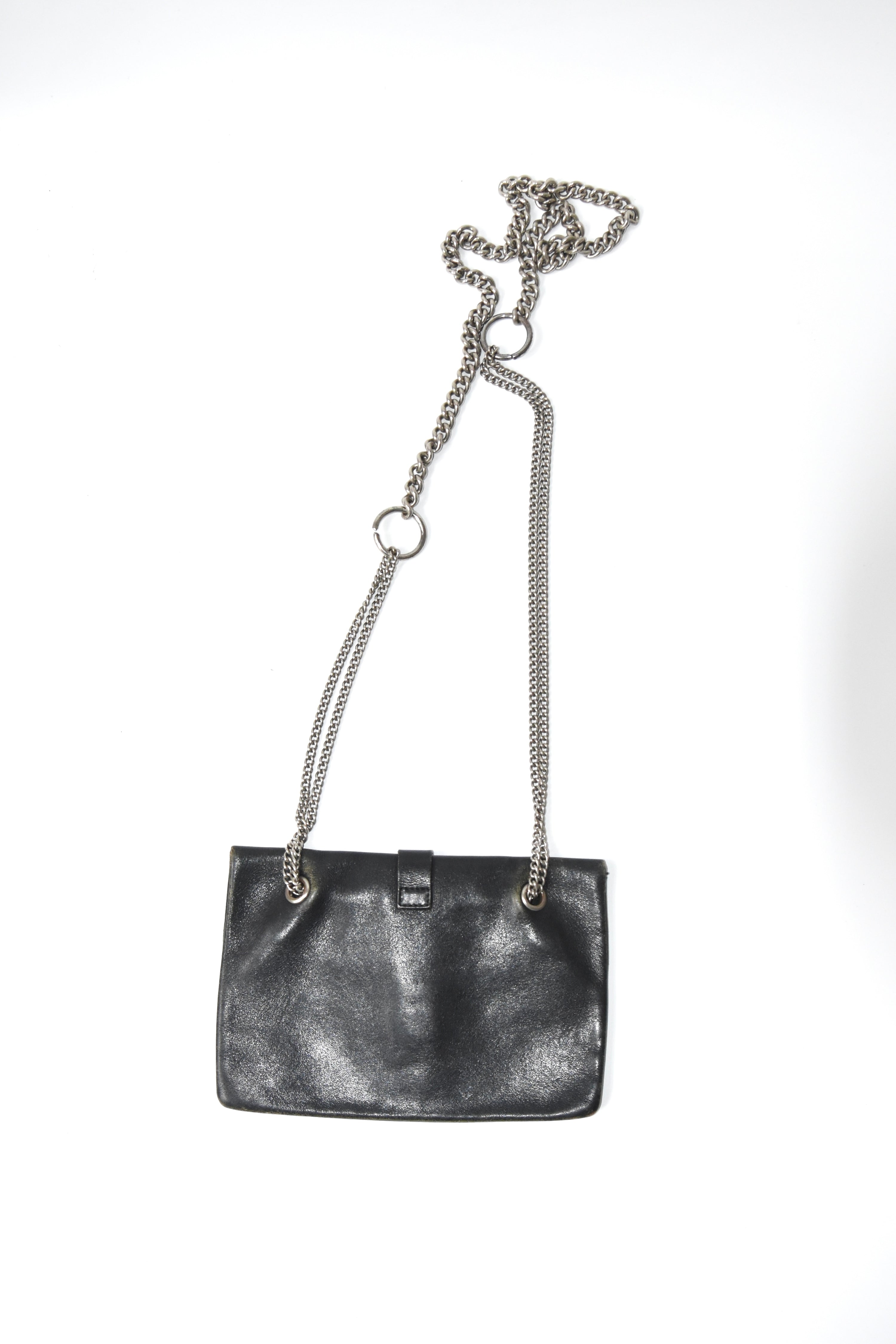 Comme des Garçons Black Leather Chain Buckle Shoulder Bag