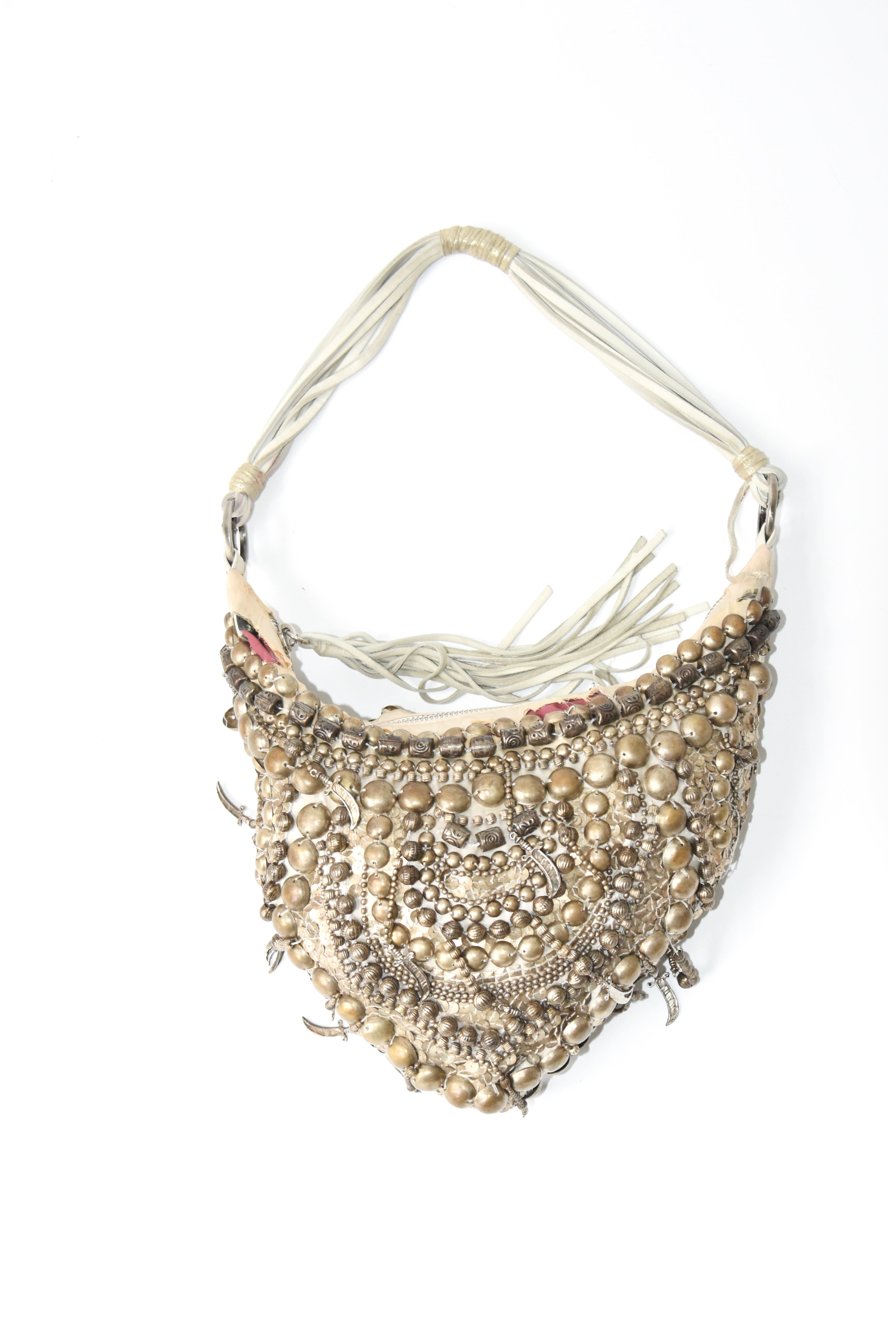 Cesare Paciotti Rare Heavy Metal Beaded Shoulder Bag