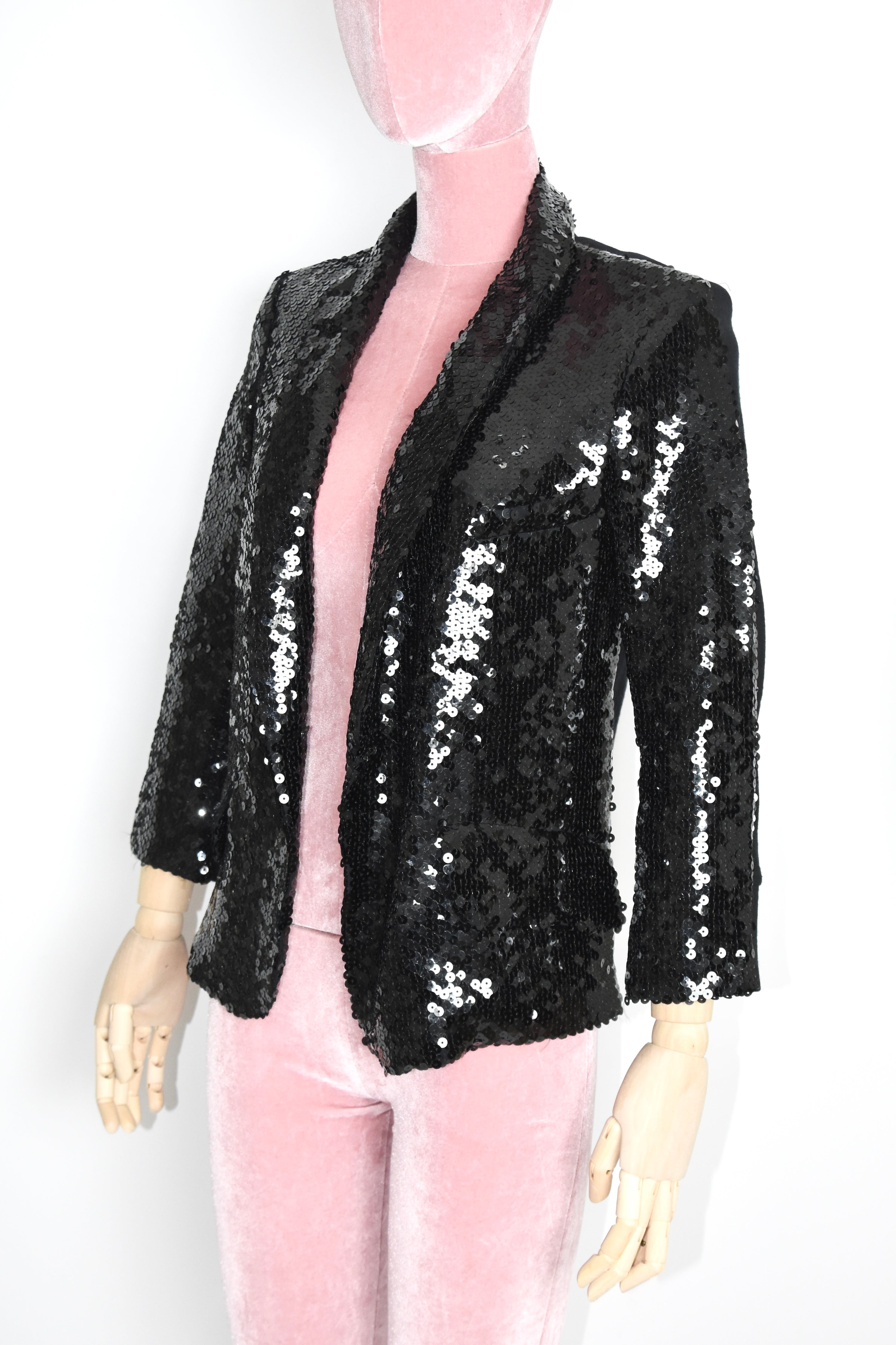 Yves Saint Laurent “Paillette Sequin” Black Evening Jacket – Spring/Summer 2009 Runway Era (Made in France)