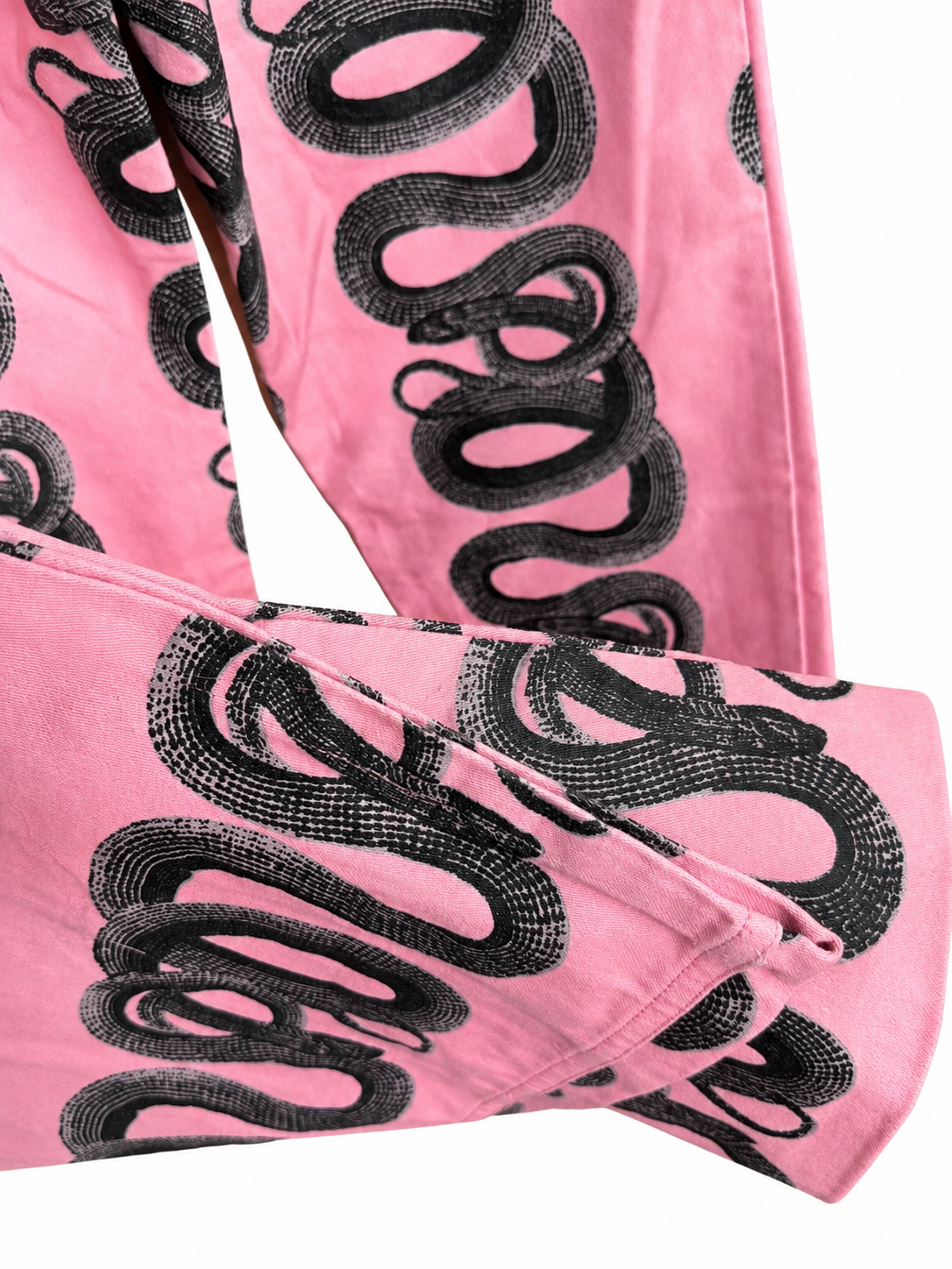 Hysteric Glamour Vintage Pink Snake Print Denim Jeans