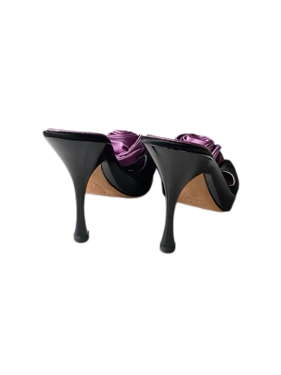 Giuseppe Zanotti Purple Satin Rosette Platform Mule Heels 11cm