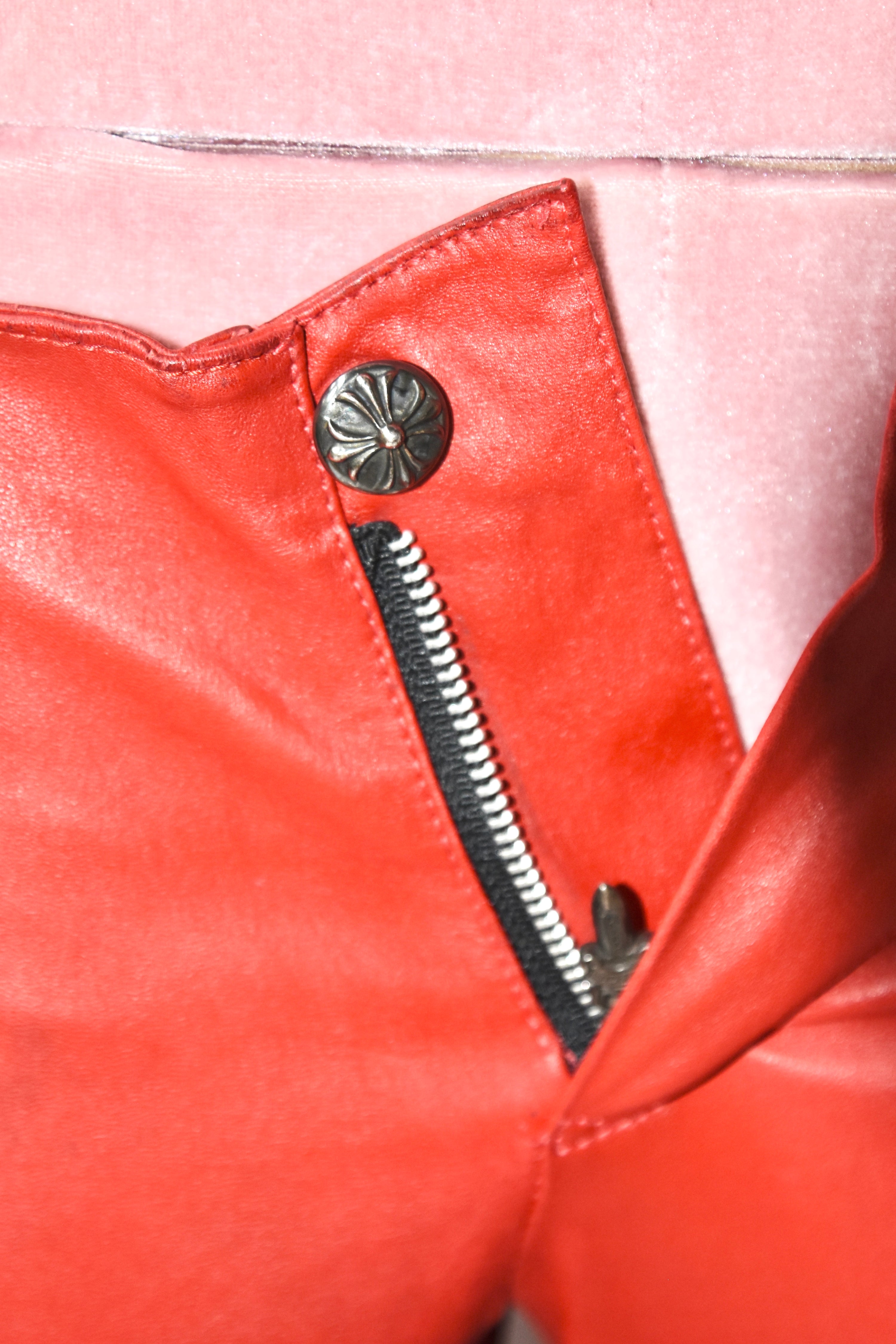 Chrome Hearts Ultra-Rare Red Full Leather Pants