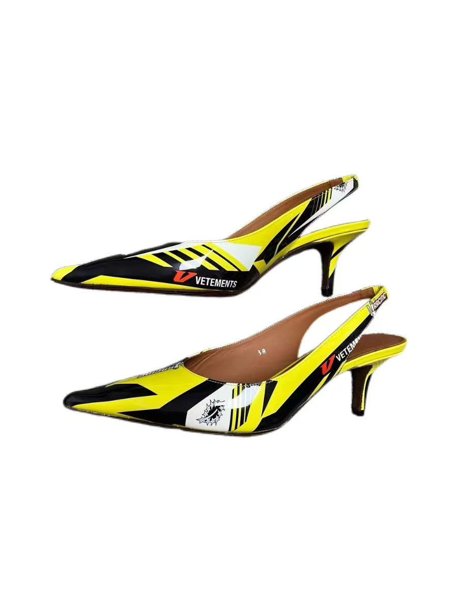 Vetements Racing Graphic Slingback Kitten Heels