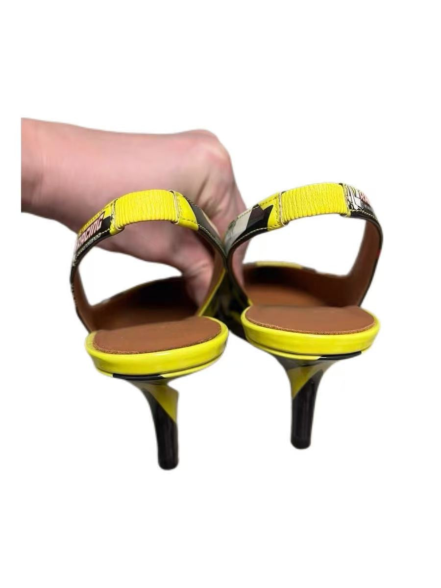 Vetements Racing Graphic Slingback Kitten Heels