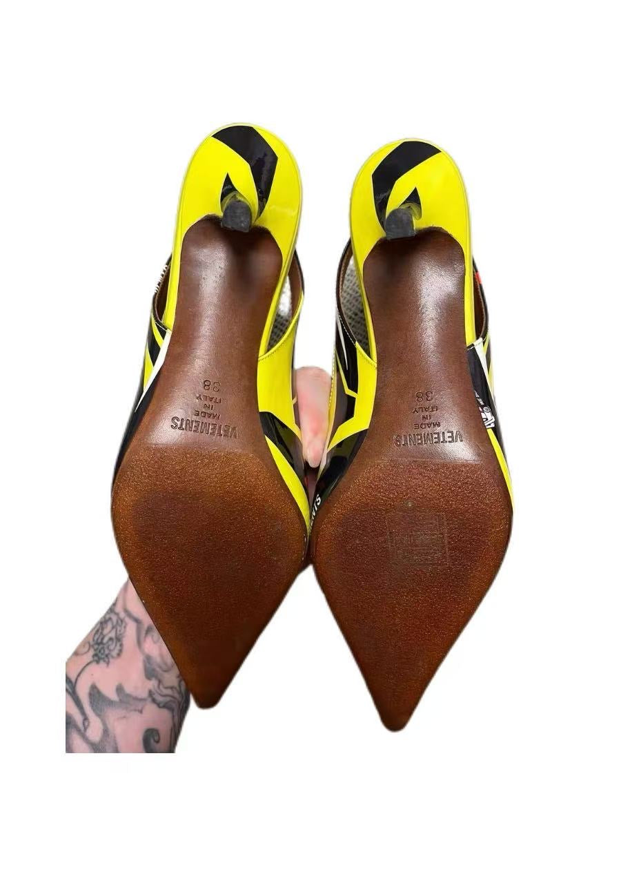 Vetements Racing Graphic Slingback Kitten Heels