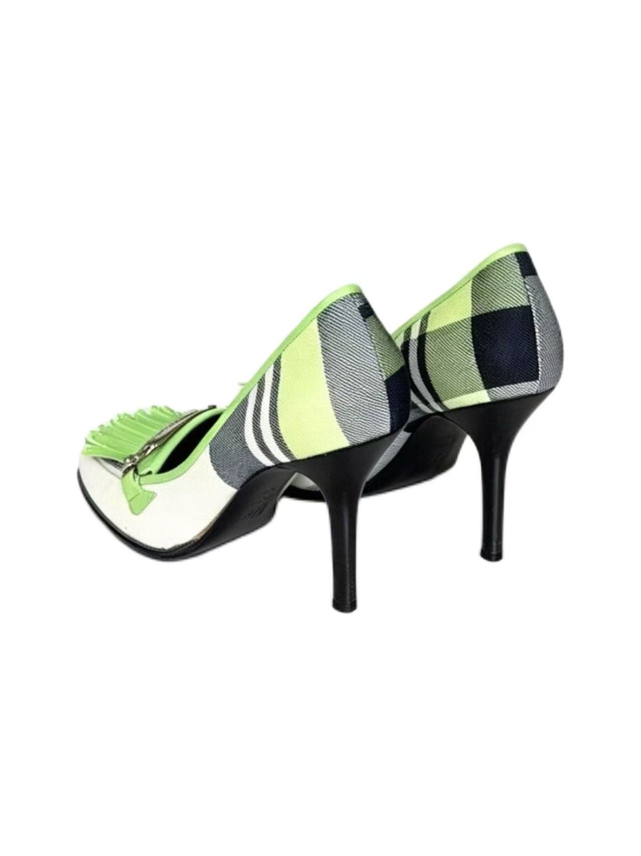 Christian Dior by John Galliano Punk Check Leather Fringe Pumps