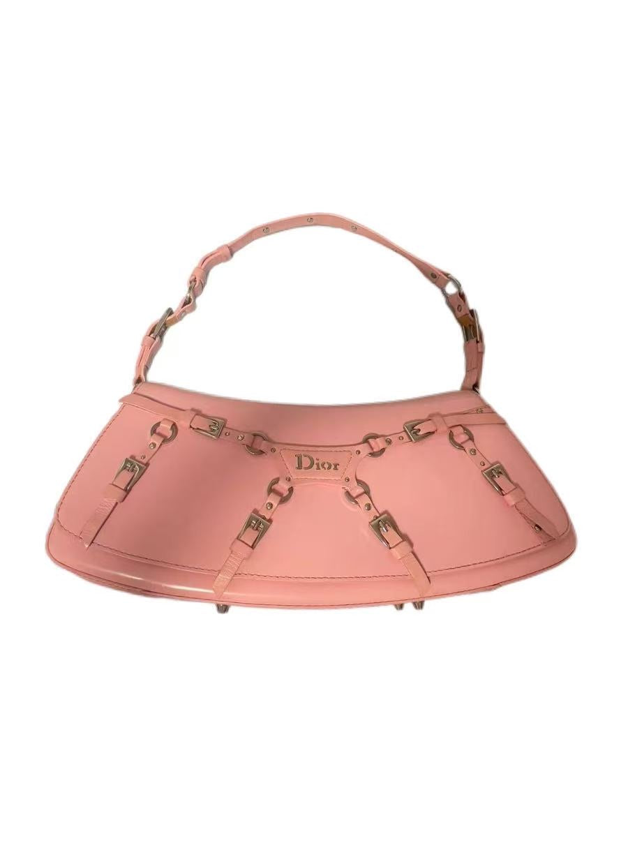 Christian Dior by John Galliano Pink Punk Strap Leather Shoulder Bag