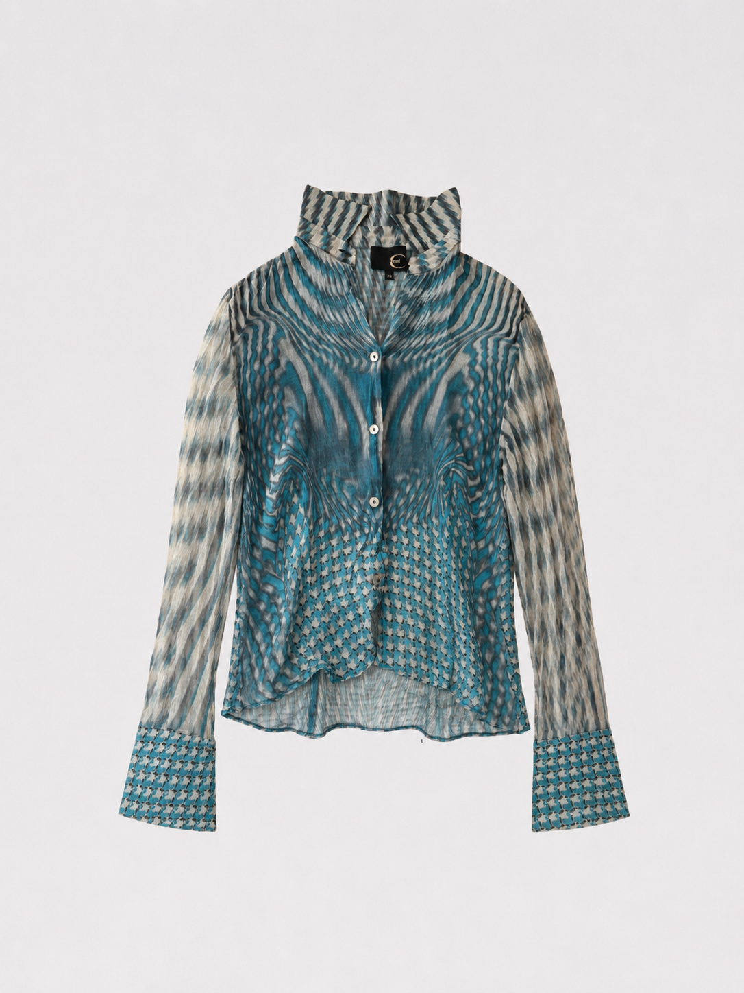 Roberto Cavalli S/S 2001 Psychedelic Houndstooth Silk Shirt – Runway Archive Rare Piece