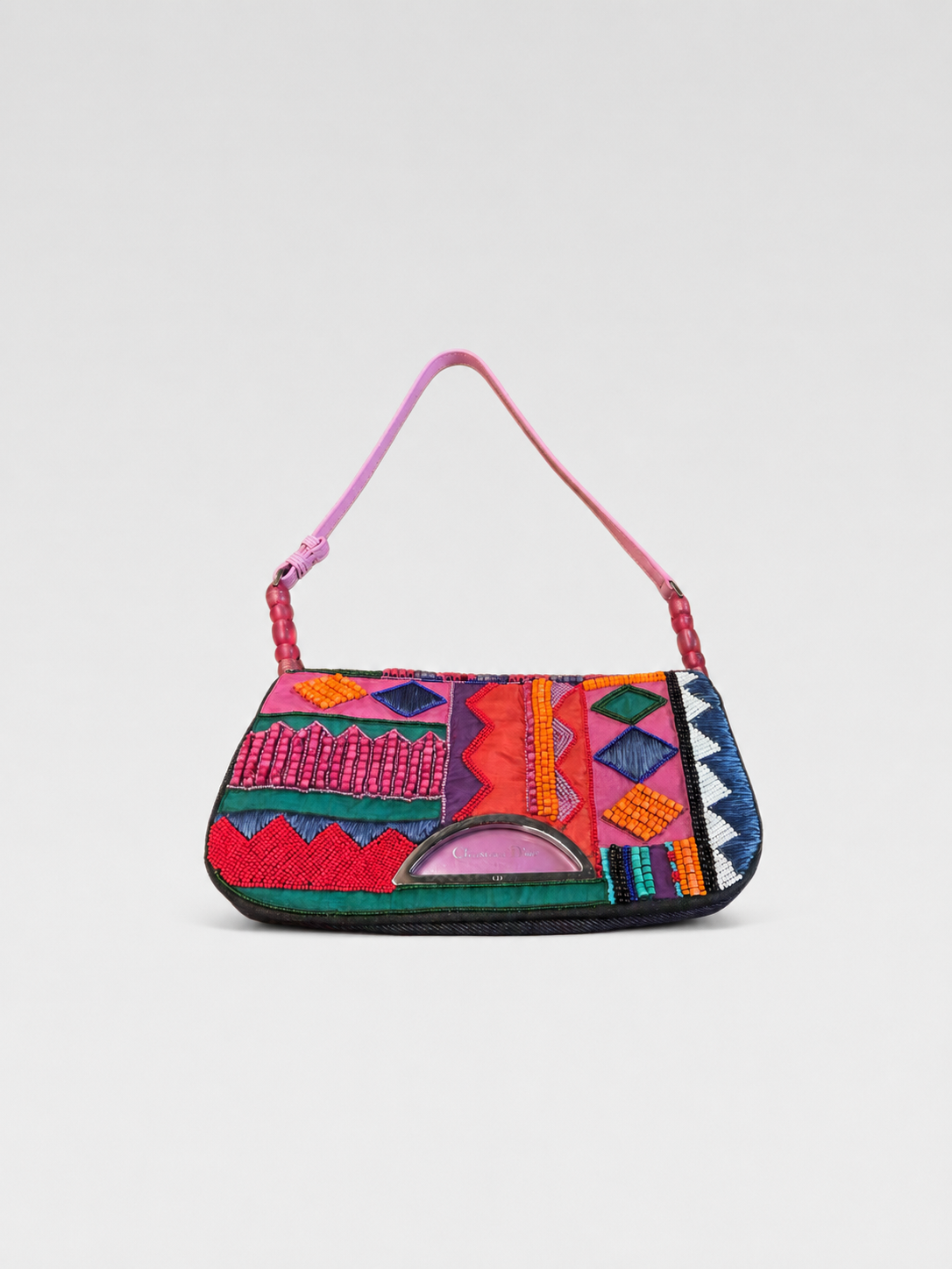 Christian Dior by John Galliano Beaded Embroidered Saddle Baguette Bag Limited 2000 Pieces Archive Collector Rare Shoulder Bag