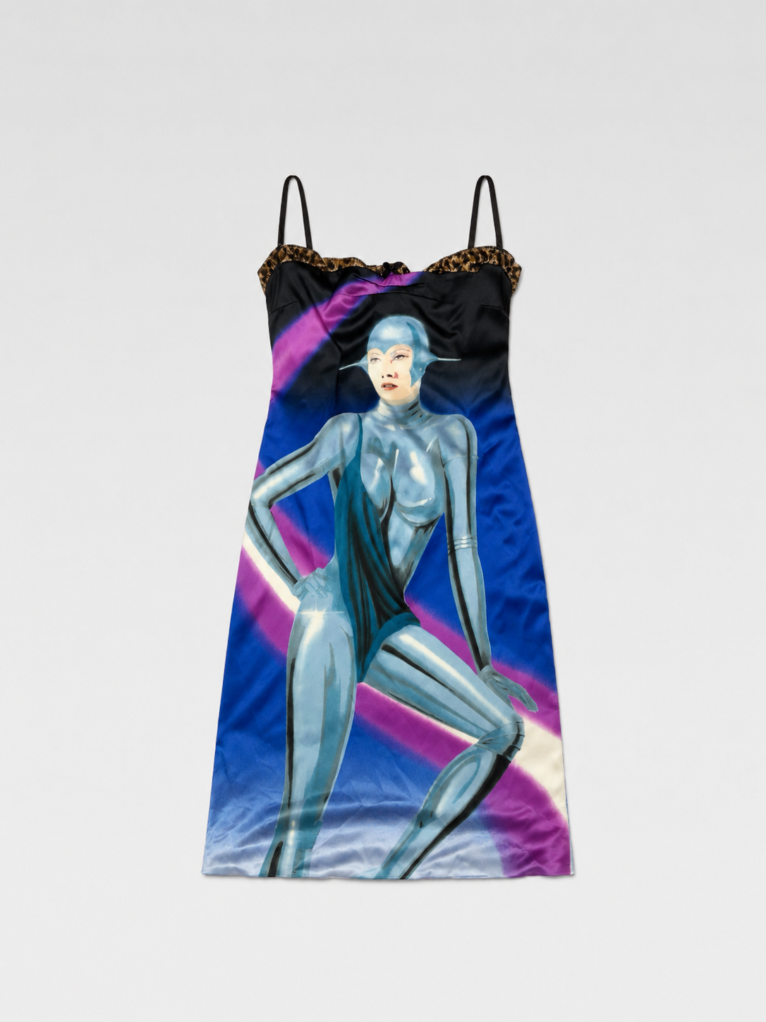 Dolce & Gabbana D&G Spring 2001 Runway Robot Print Slip Dress