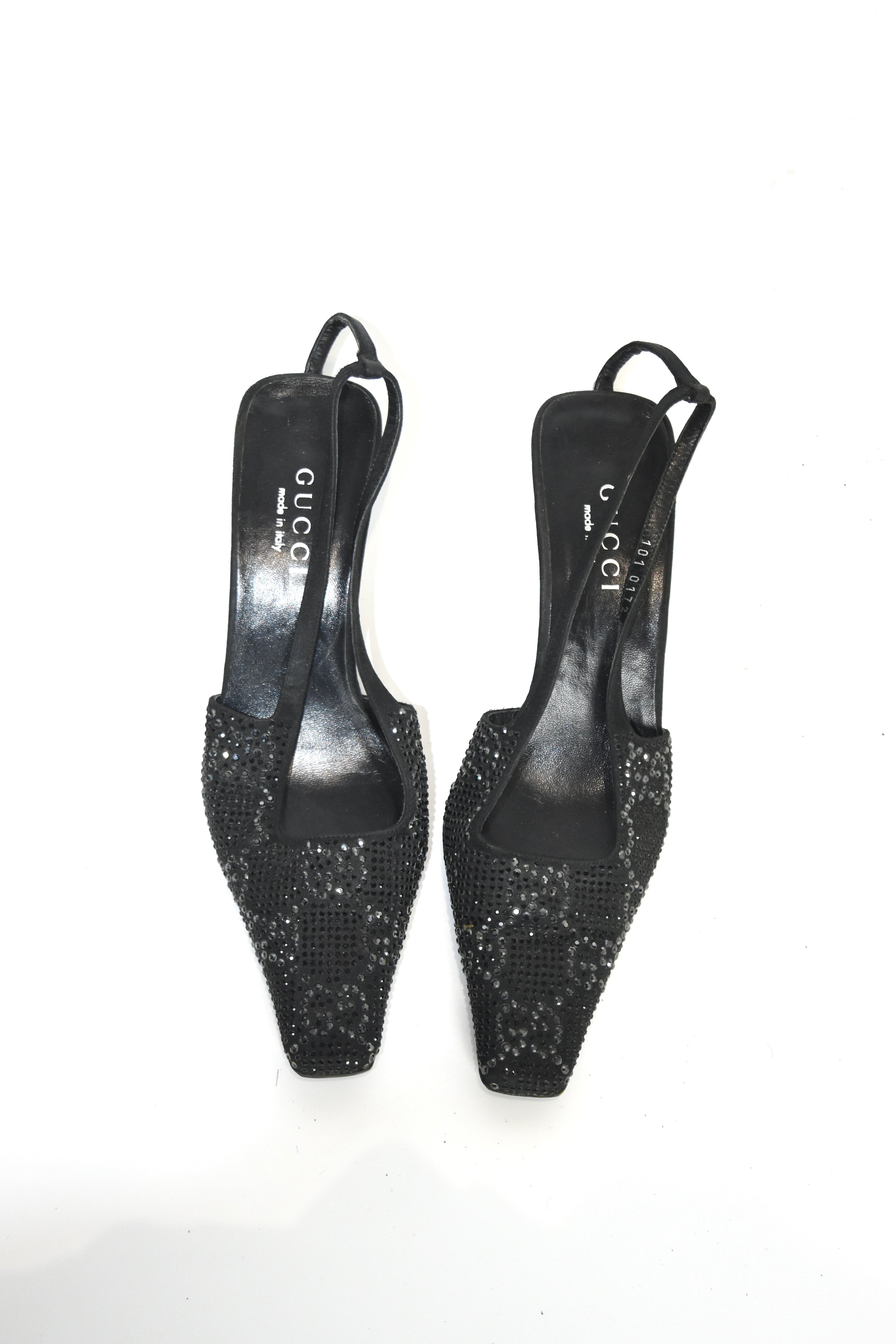 Gucci S/S 1998 Swarovski Crystal GG Slingback Heels