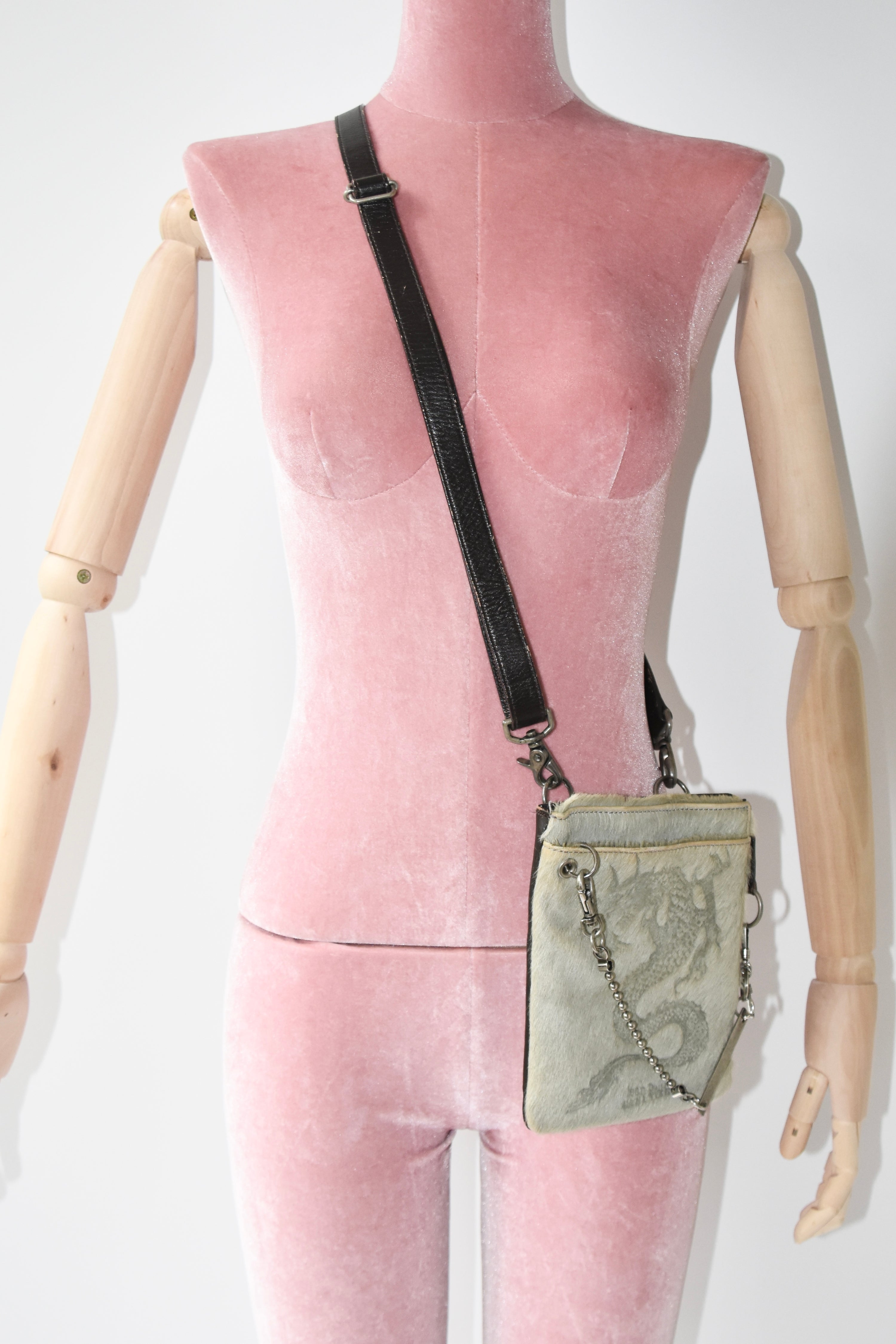 Jean Paul Gaultier Embossed Dragon Pony Hair Shoulder Bag