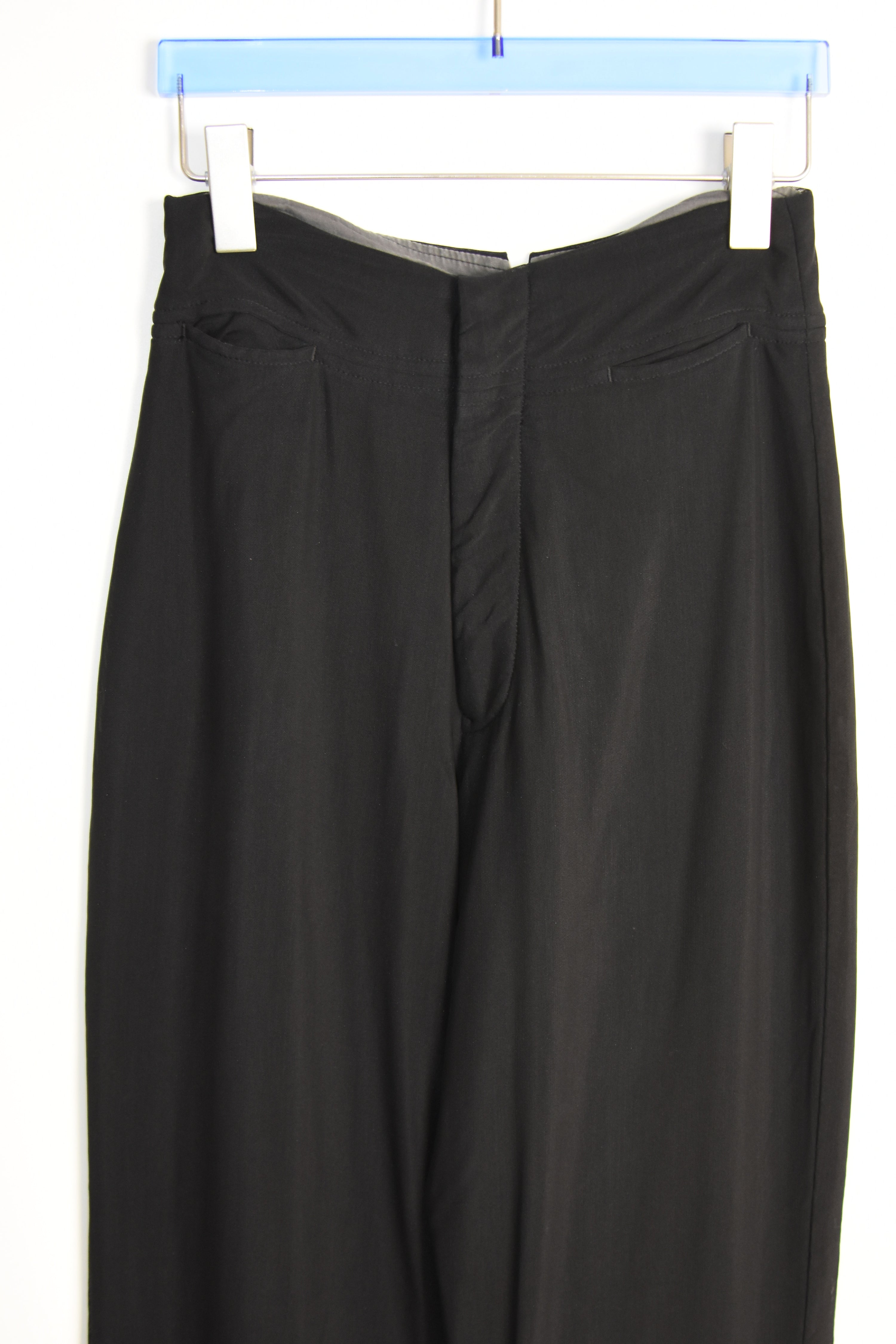 Yohji Yamamoto NOIR Vintage Double-Layer Sheer Mesh Trousers – Size 2 Black Wide-Leg Pants (Made in Japan Archive)