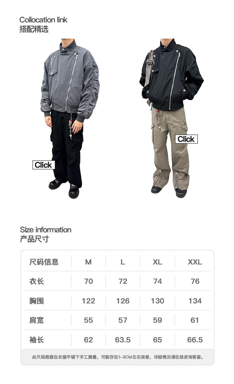 DIY Bottle Cap Accessories Niche Sweatshirt American Street Style Patchwork Zipper Jacket Sweatshirt for Men and Women