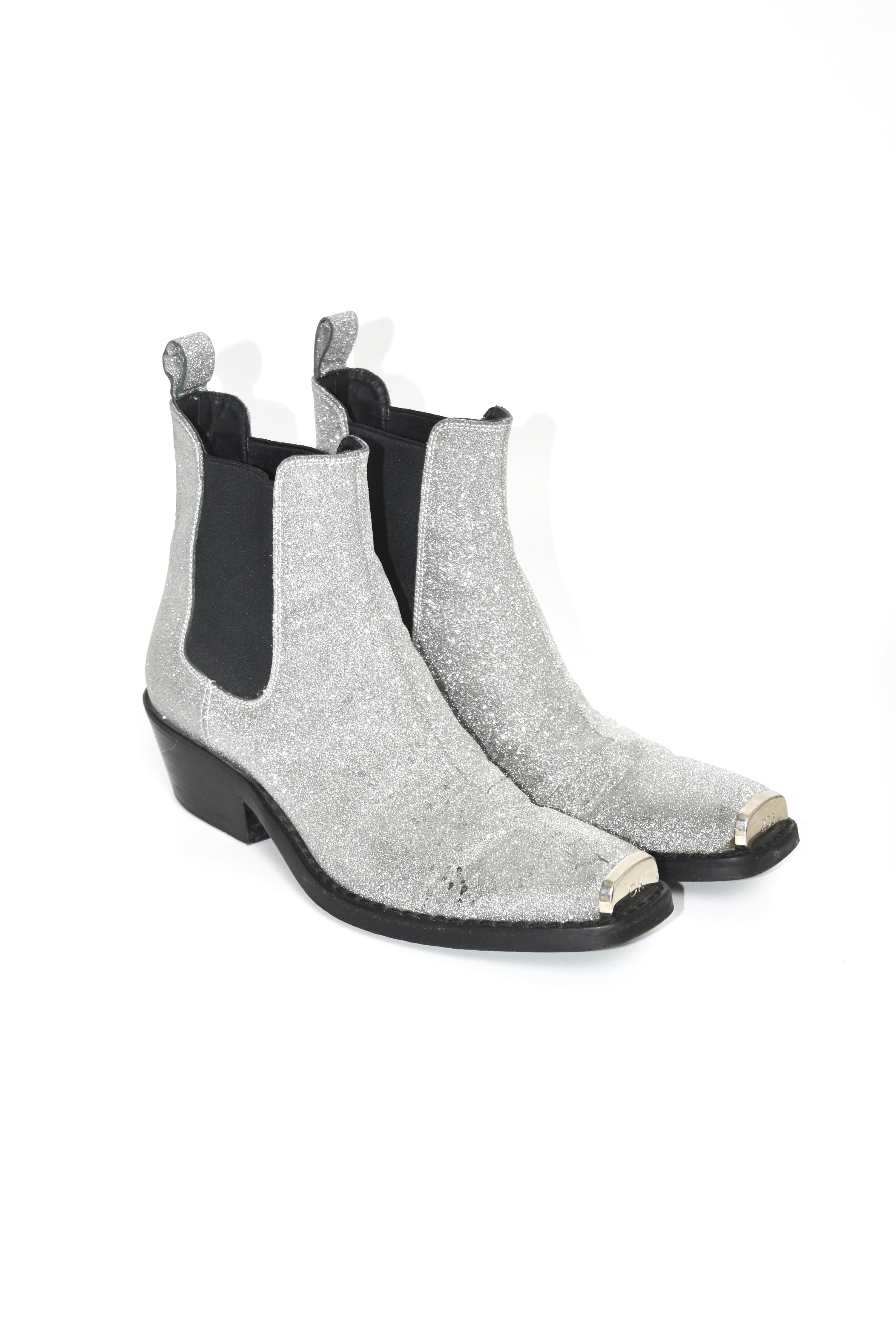 Calvin Klein 205W39NYC Silver Glitter Western Boots