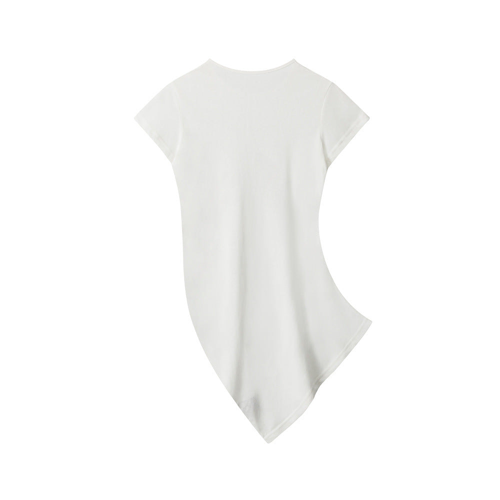 Slim Fit Bodycon Short Sleeve T Women's Solid Color Slim Fit Regular Shoulder Versatile Summer Base Shirt Top
