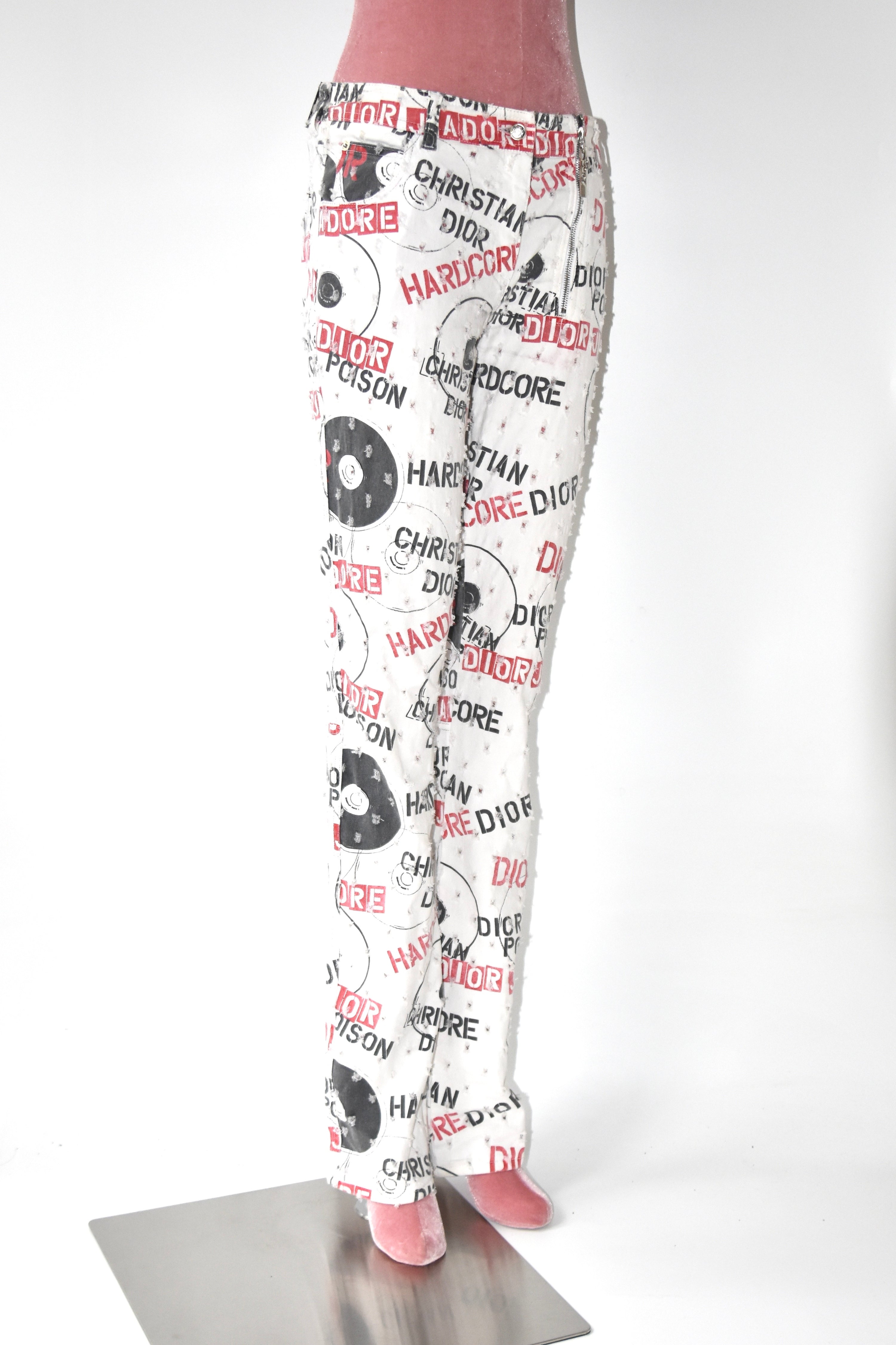 Christian Dior by John Galliano “Hardcore Dior” Graffiti Logo Print Pants – Early 2000s Punk Archive Collector Piece