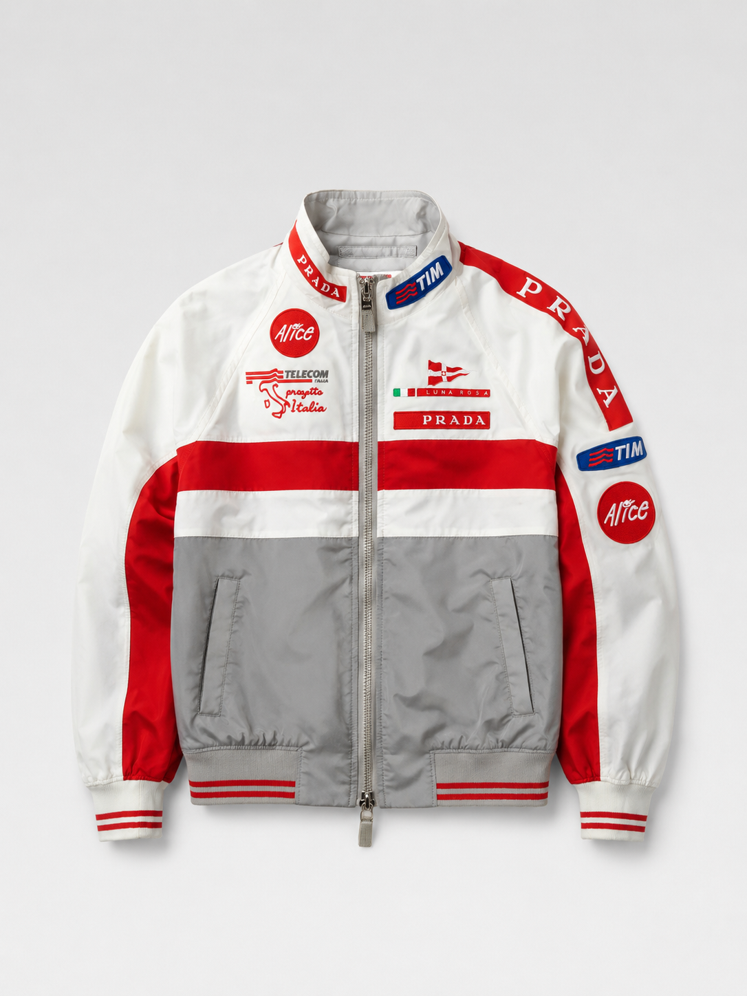 Prada Luna Rossa Sailing Racing Jacket White Red Technical Zip Jacket Archive Sport Line