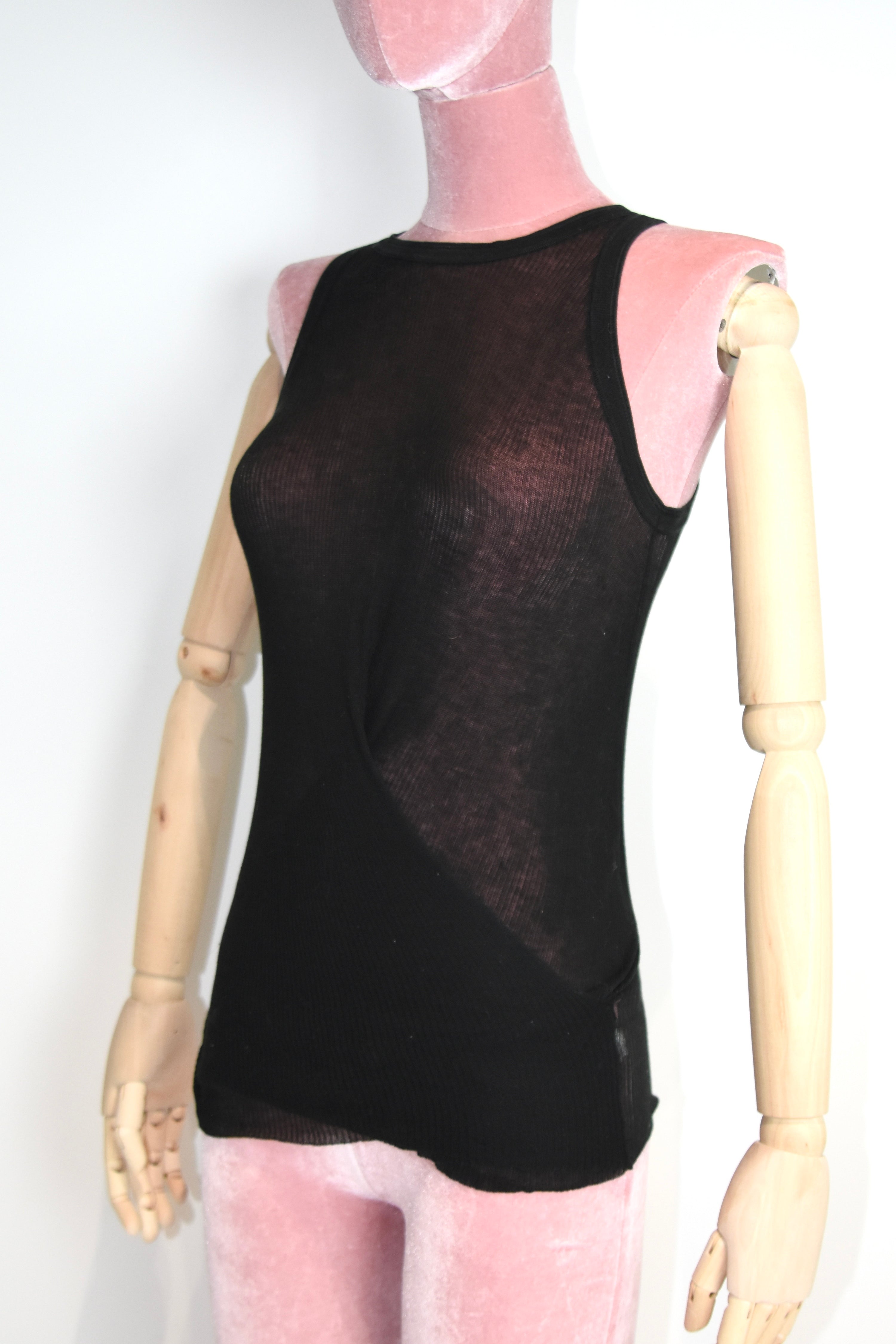 Gucci by Tom Ford Ribbed Sheer Twist Tank Top