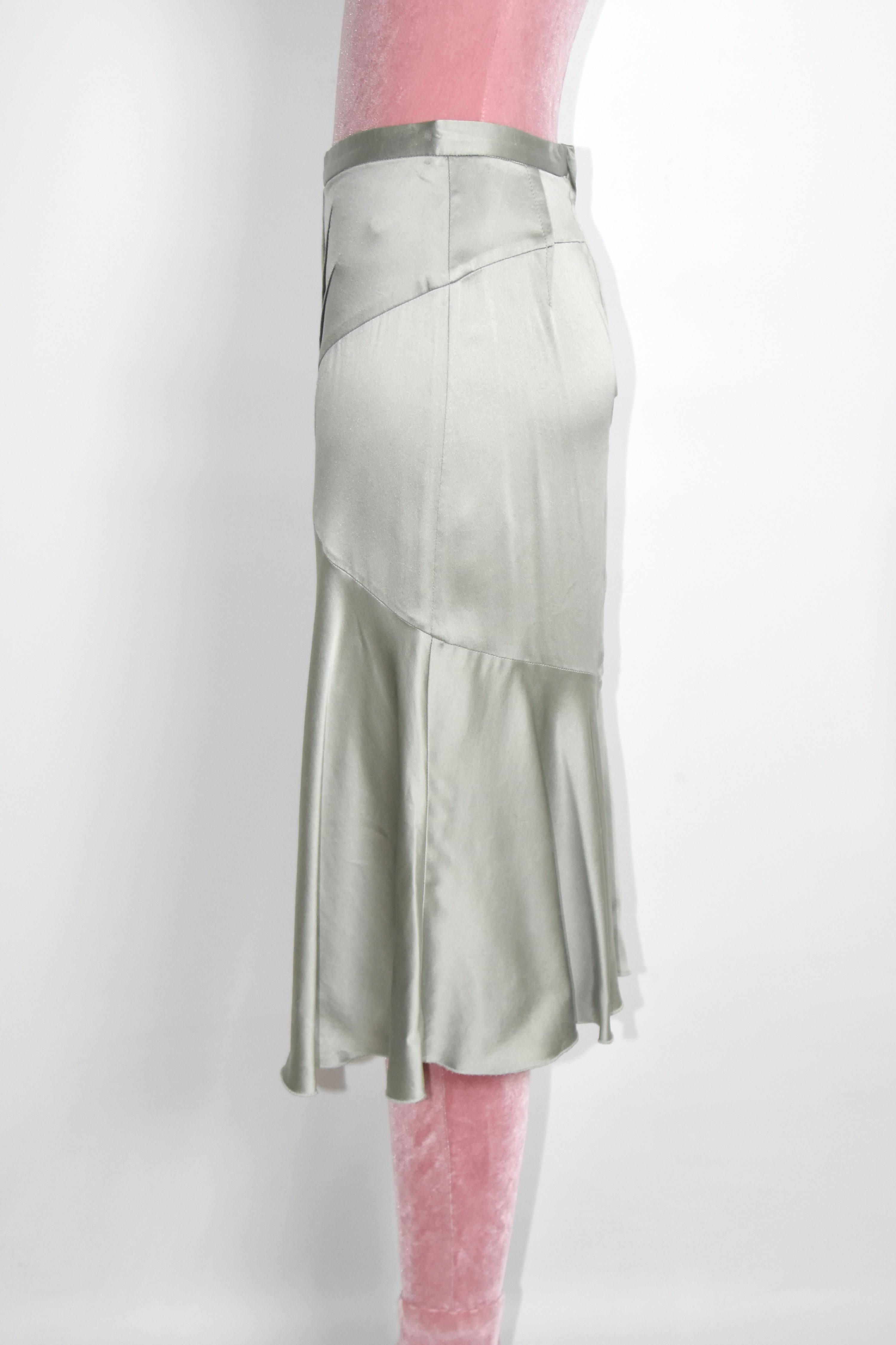 Dolce & Gabbana Silver Satin Panel Skirt