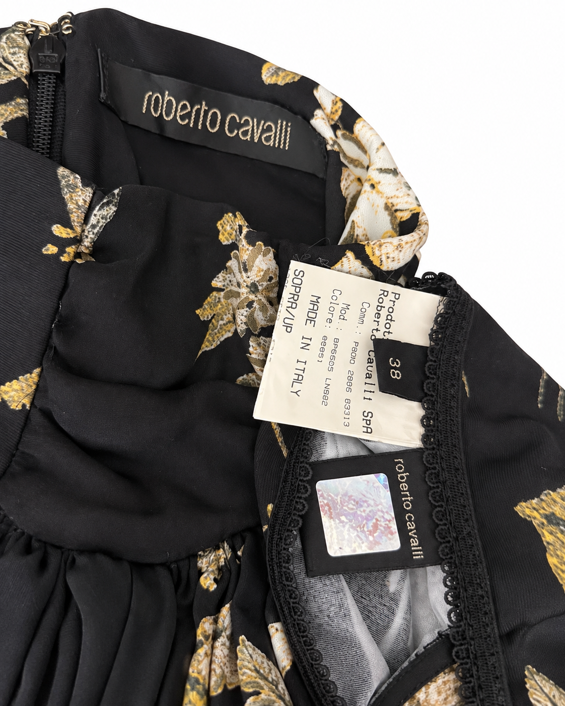 Roberto Cavalli FW 2006 Runway Floral Print Silk Halter Top