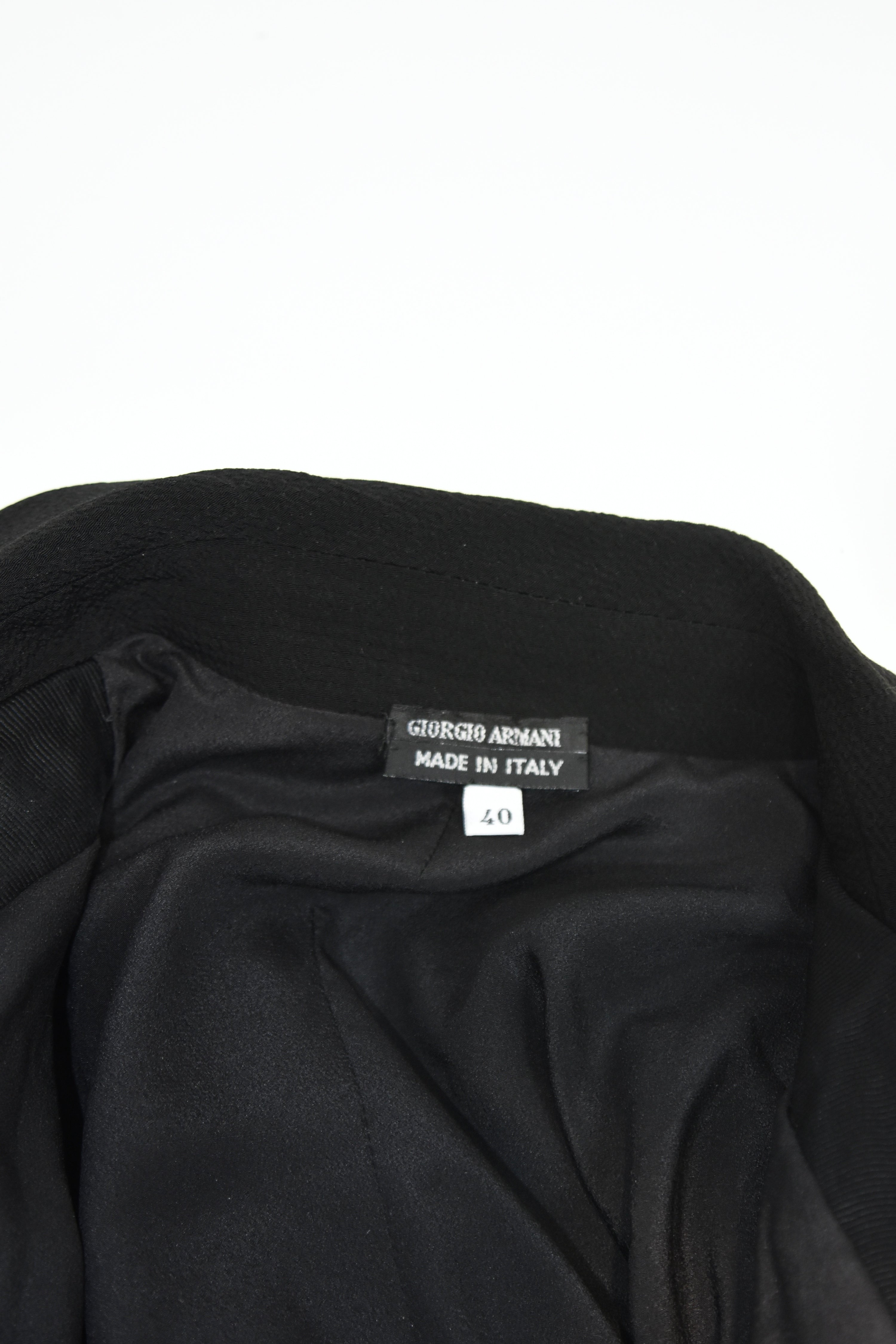 Giorgio Armani Double-Breasted Tailored Blazer Dress – Black Minimalist Power Suit Archive Piece