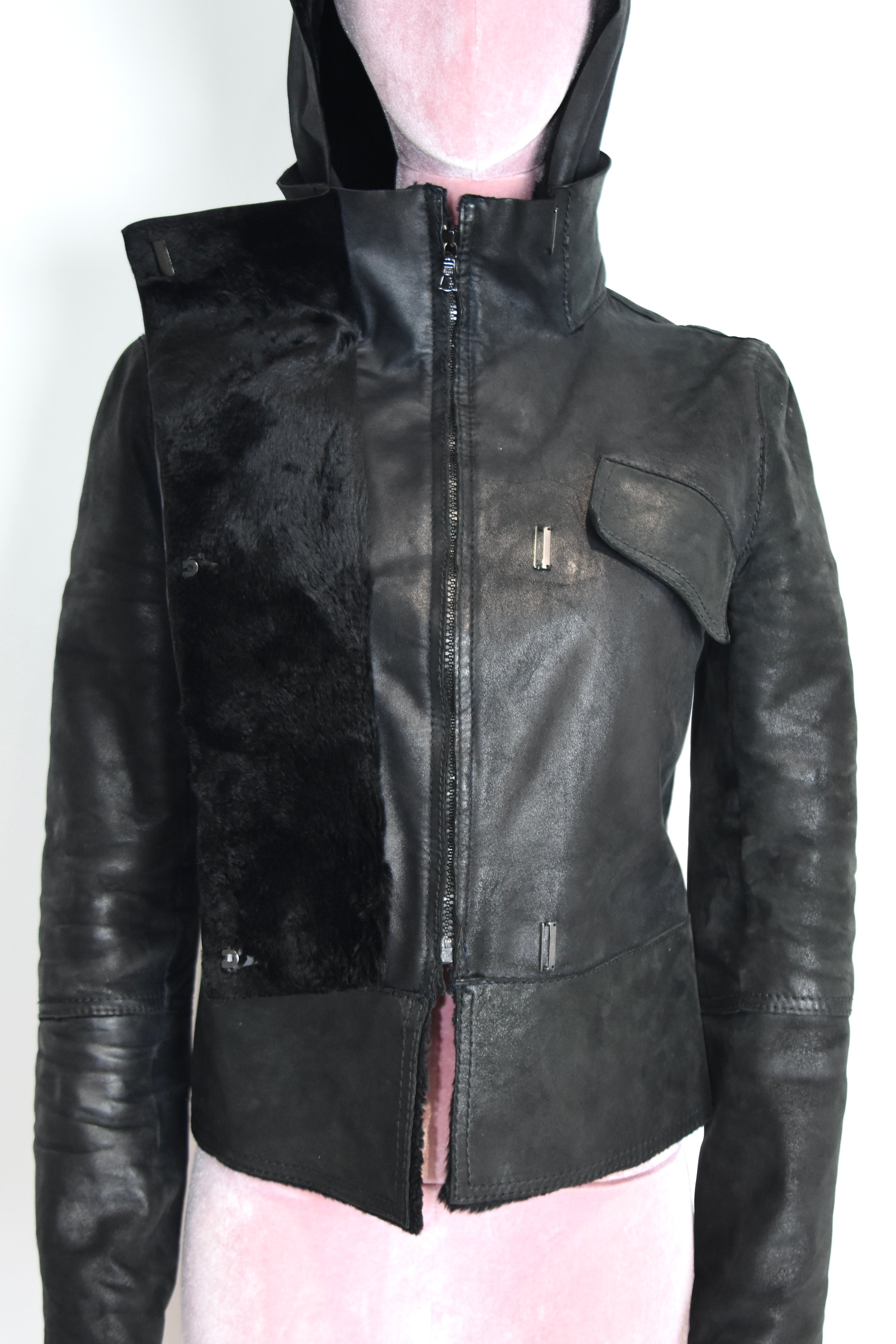 Gucci by Tom Ford Hooded Shearling Leather Jacket