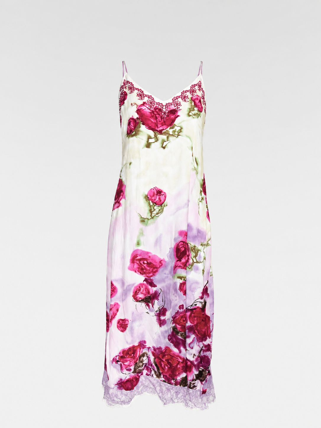 Blumarine F/W 1997 Rose-Print Layered Hooded Slip Dress
