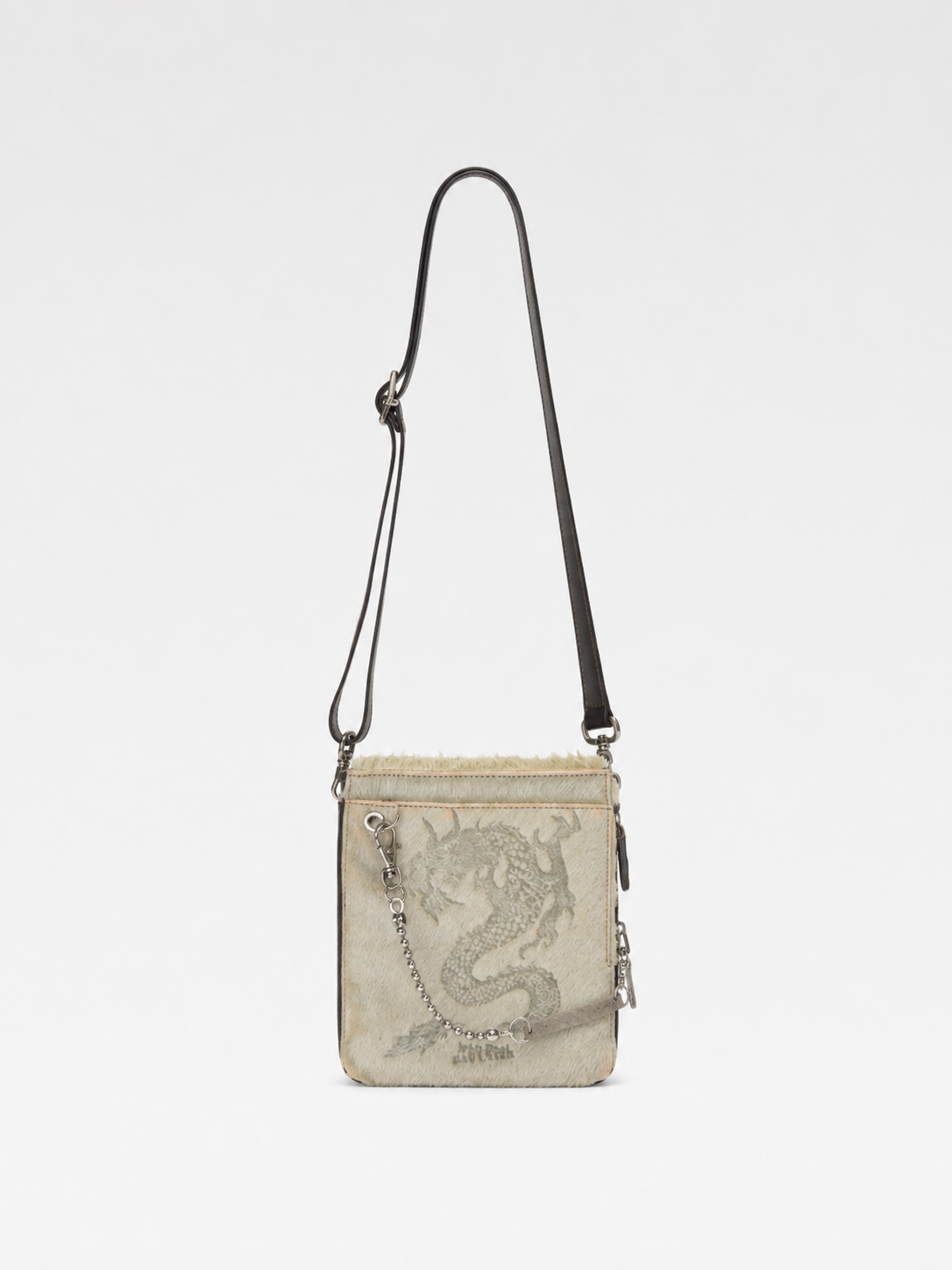 Jean Paul Gaultier Embossed Dragon Pony Hair Shoulder Bag