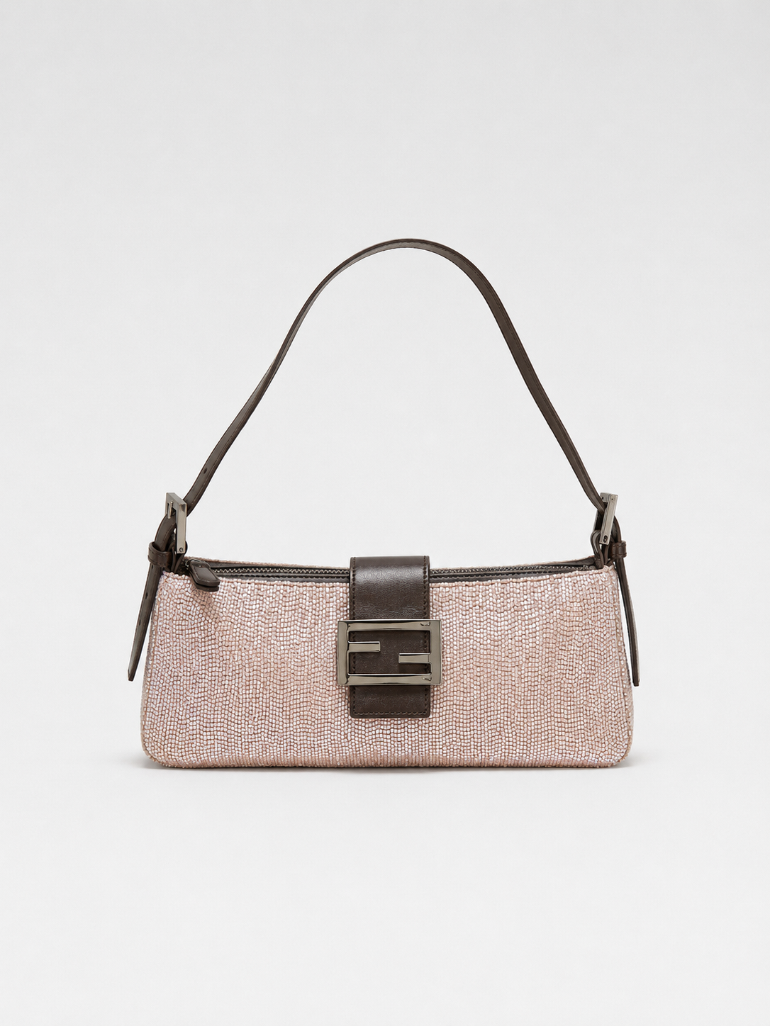Fendi Vintage Pink Beaded Baguette Bag Sequin Embellished Rare Carrie Bradshaw SATC Style Shoulder Bag