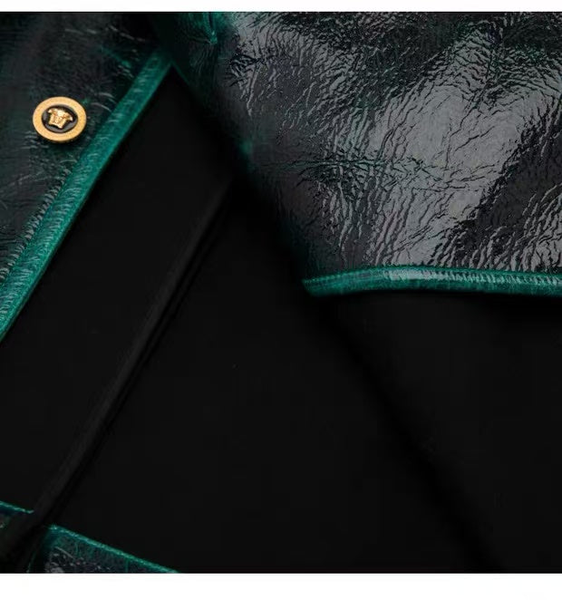 Versace Green Trimmed Coated Wool Blend Jacket – Italian Tailored Outerwear