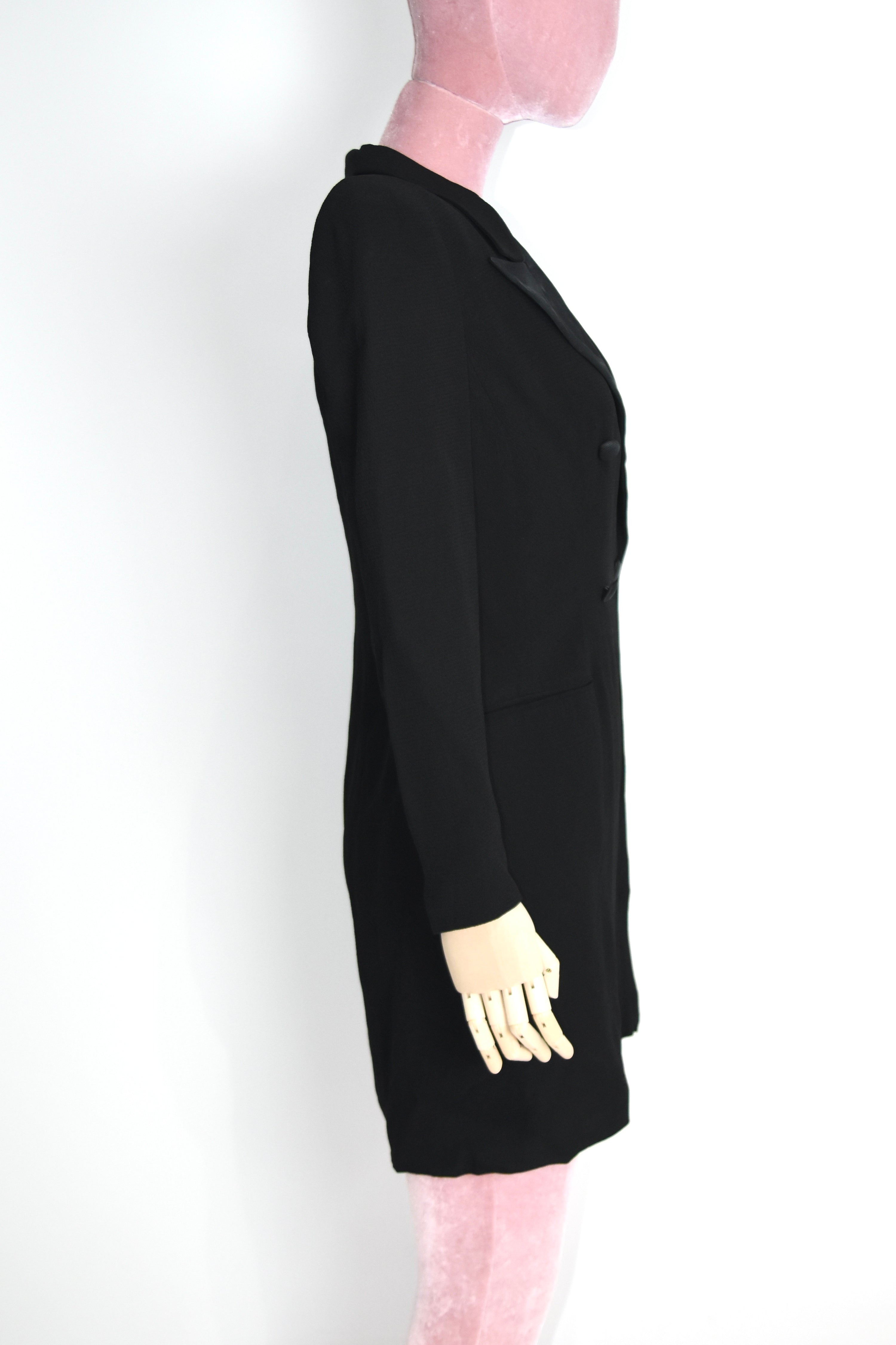 Giorgio Armani Double-Breasted Tailored Blazer Dress – Black Minimalist Power Suit Archive Piece
