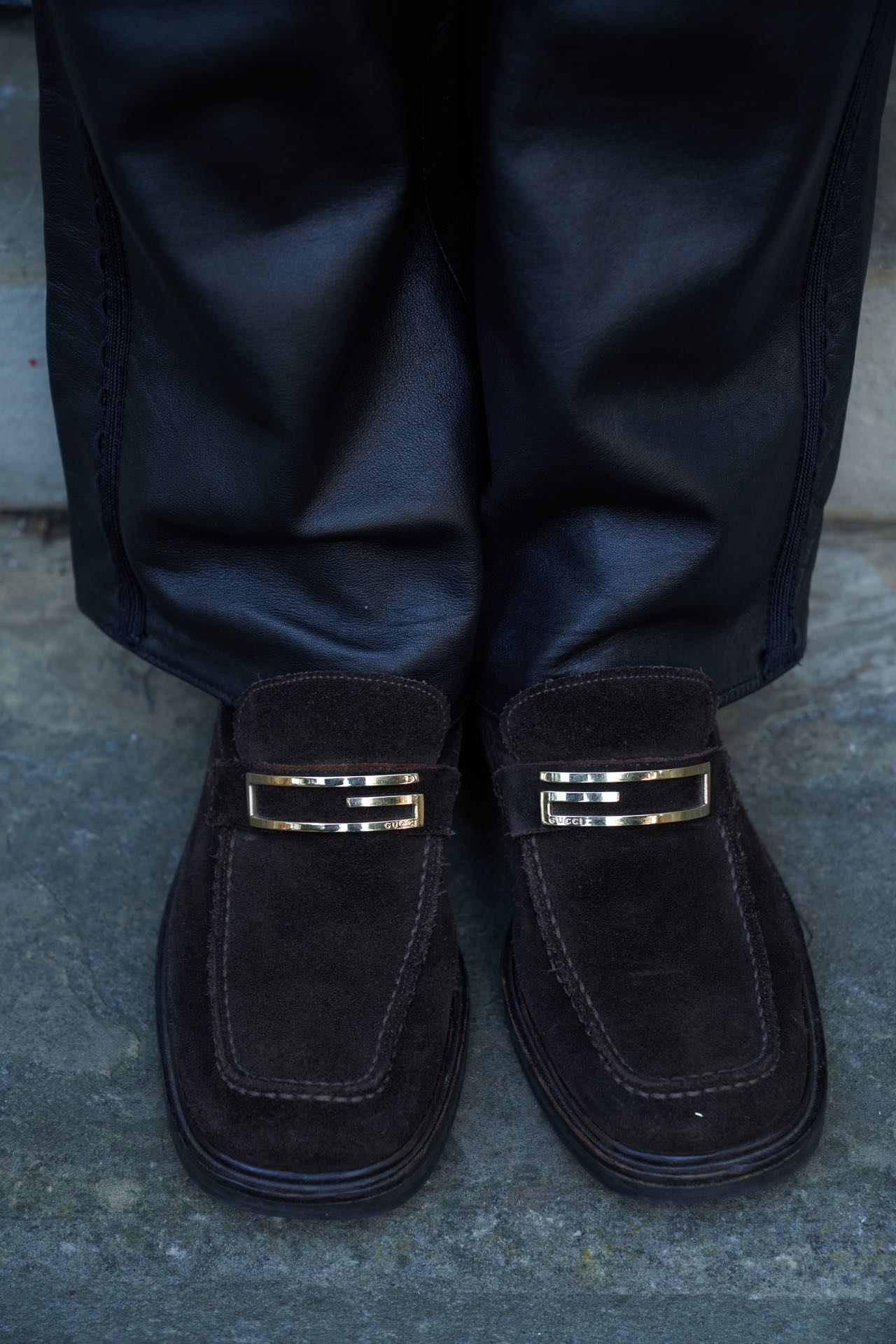 Gucci by Tom Ford Era Suede Gold G Loafers
