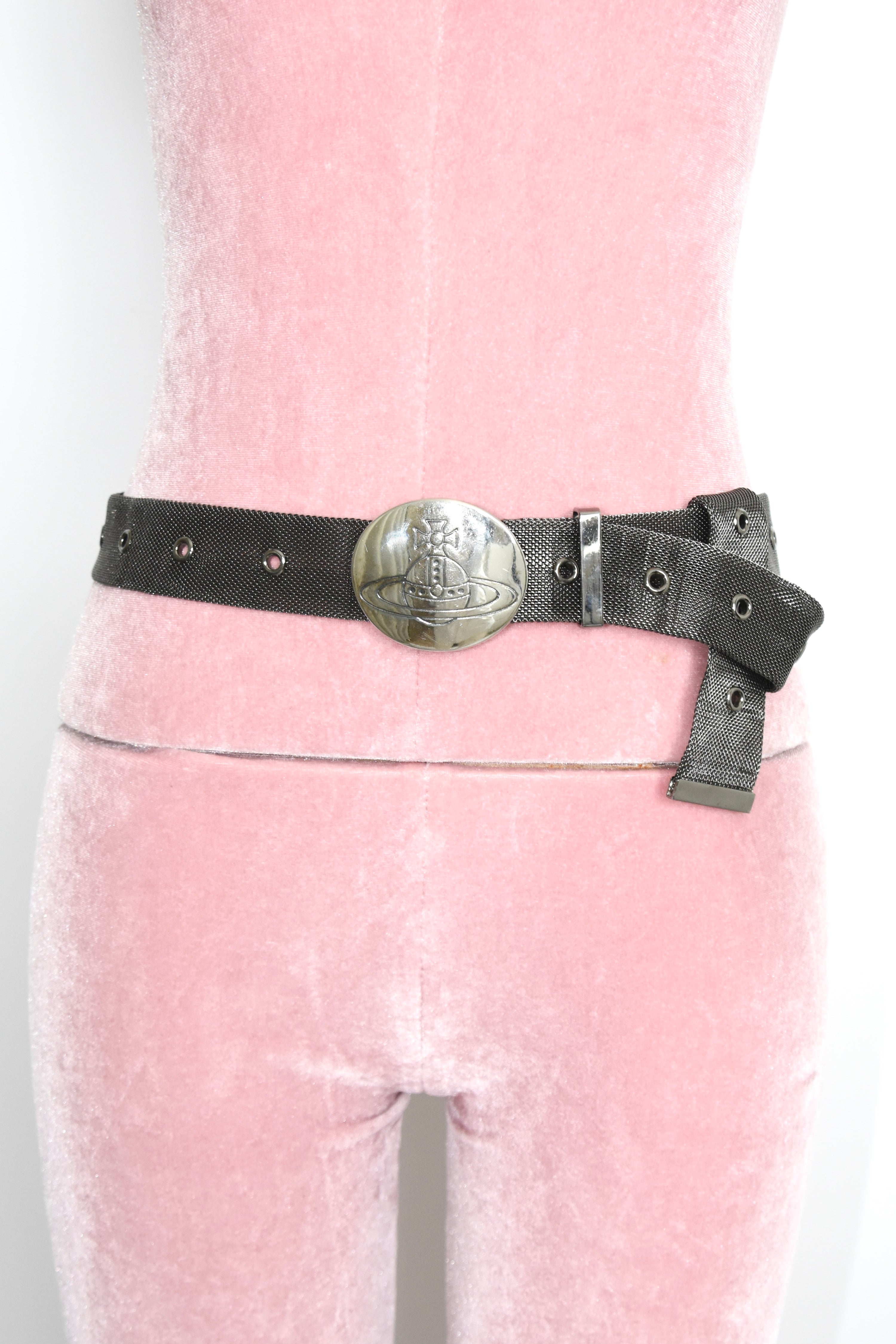 Vivienne Westwood Orb Buckle Metal Mesh Belt – Rare Vintage Punk Archive Piece