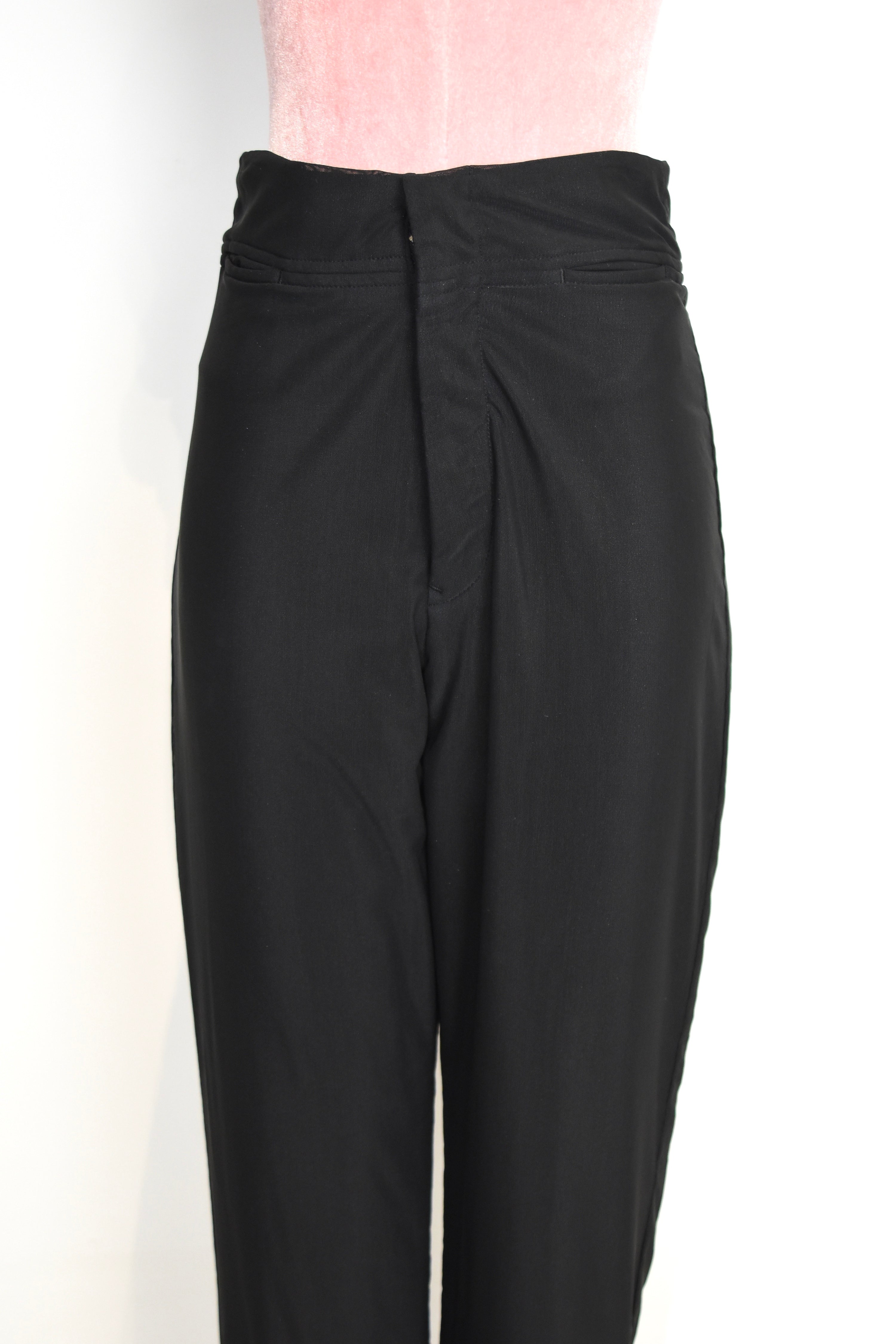 Yohji Yamamoto NOIR Vintage Double-Layer Sheer Mesh Trousers – Size 2 Black Wide-Leg Pants (Made in Japan Archive)