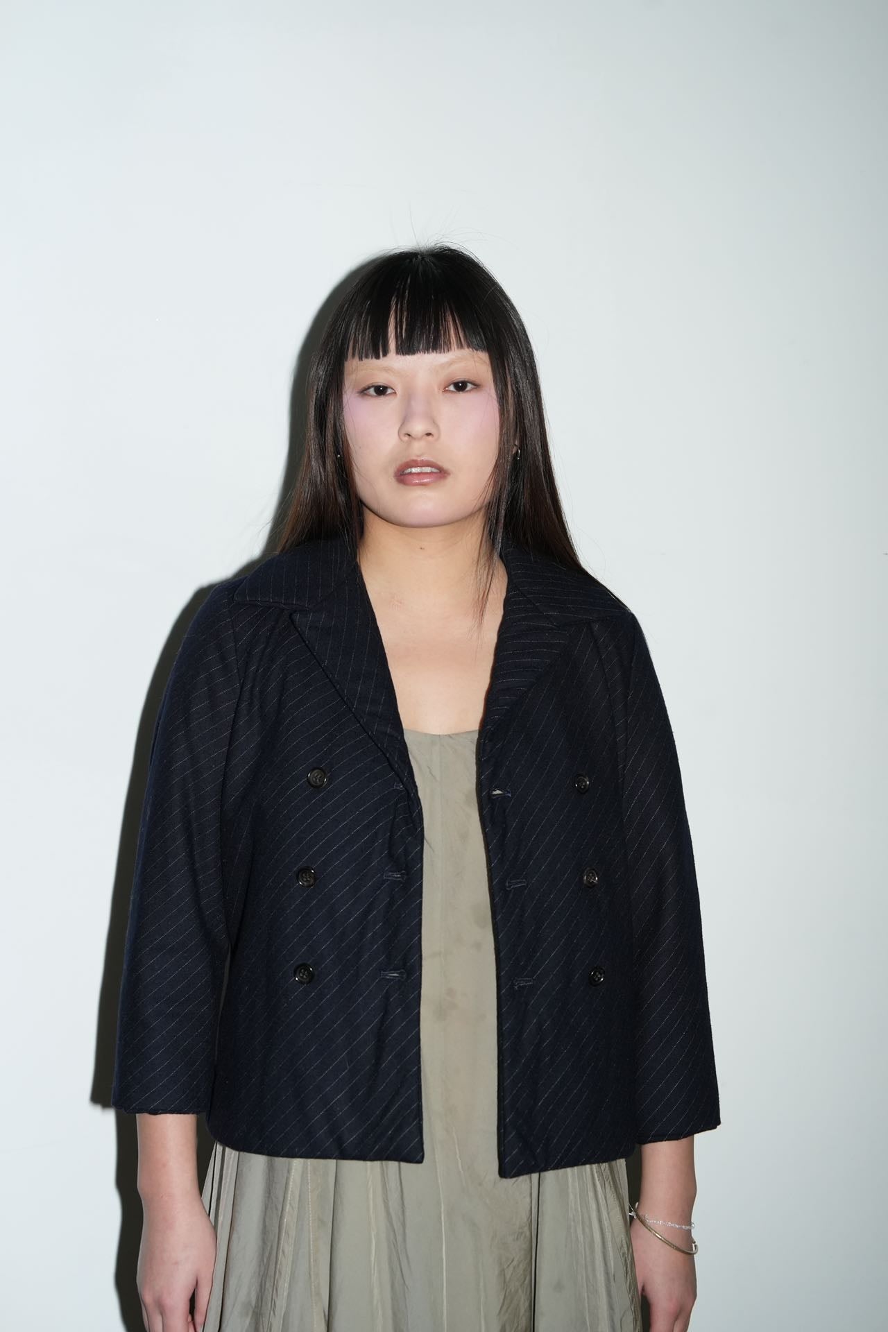 tricot COMME des GARÇONS Navy Pinstripe Padded Jacket