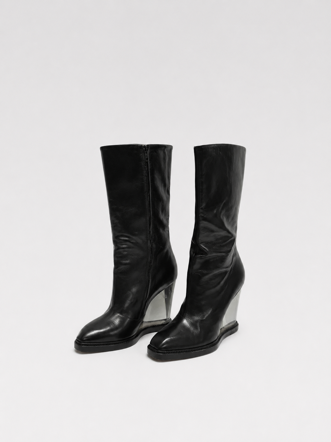 Maison Margiela 2013 FW Runway Nail Heel Lucite Wedge Boots Archive Statement Piece