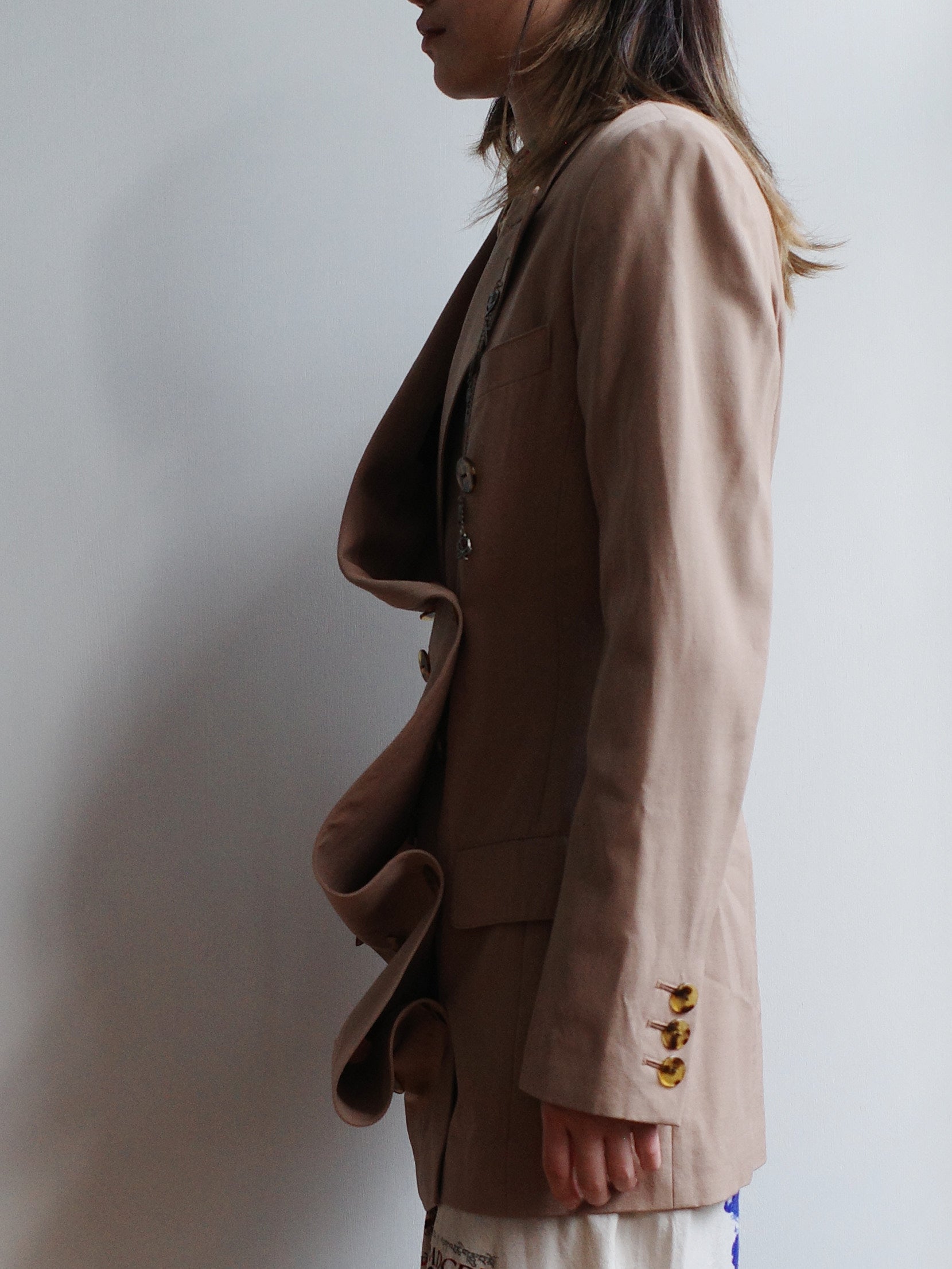 Jean Paul Gaultier Asymmetric Draped Blazer with Silver Pendant