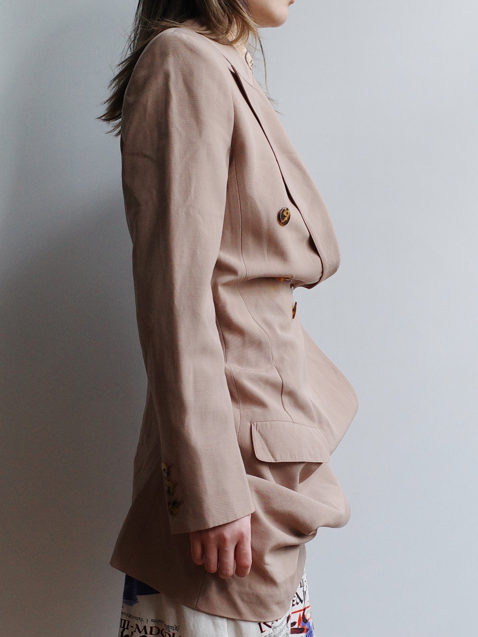 Jean Paul Gaultier Asymmetric Draped Blazer with Silver Pendant